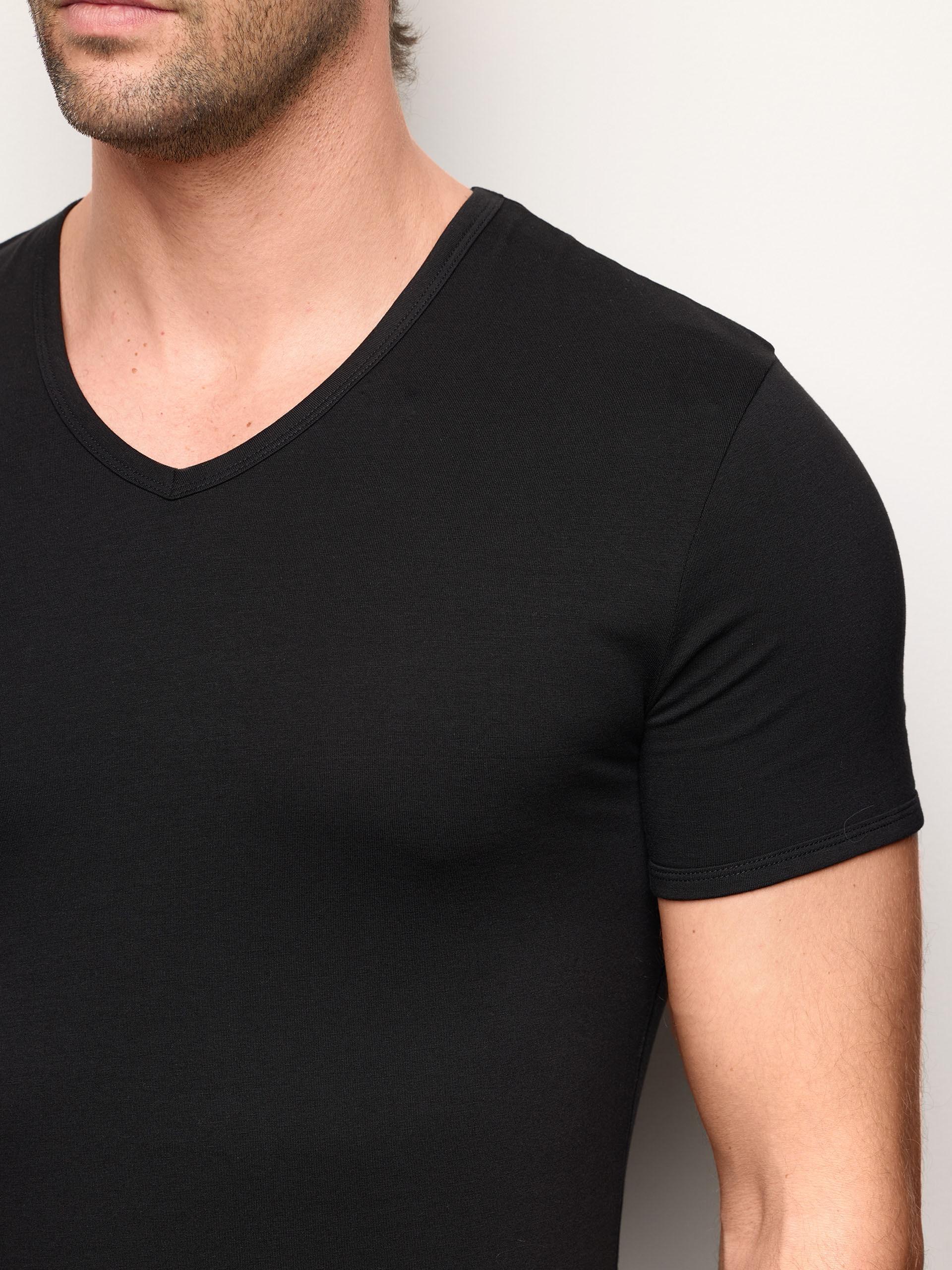 YAMAMAY Confezione 3 Maglie Uomo Scollo A V – Jersey 100% Cotone, Linee Minimali, Colori Monocromo E Bianco, Ideali Per Uso Quotidiano, Fresche E Traspiranti