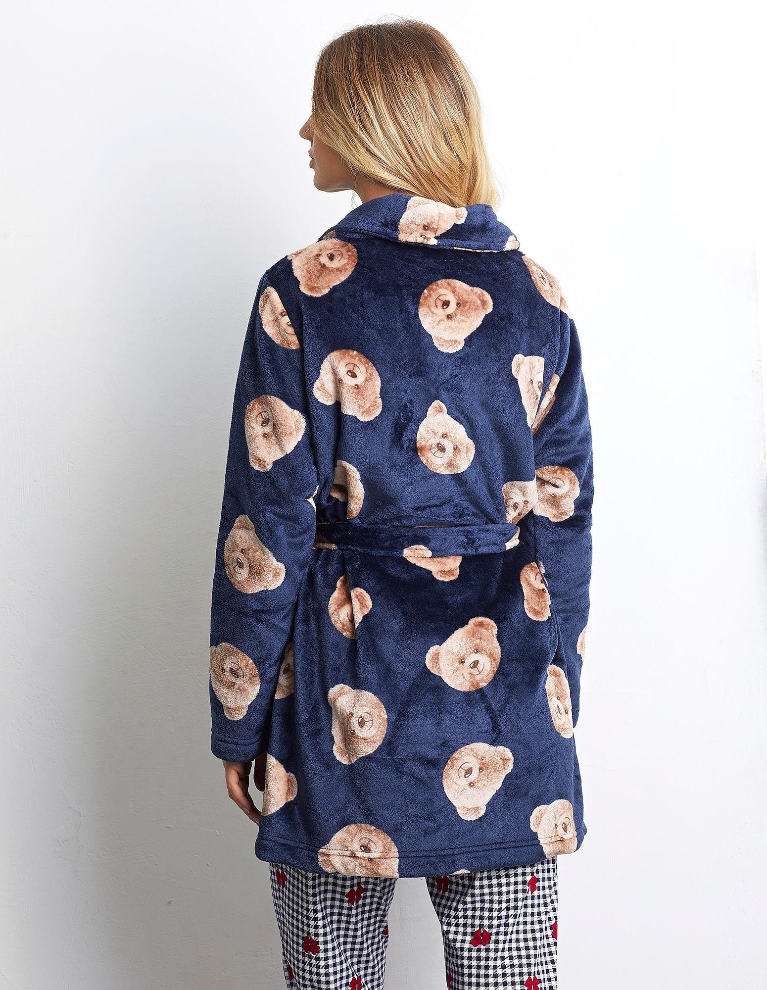 Bathrobe Vestaglia Teddy Bear Vestaglia In Pile Con Orecchie E Pon