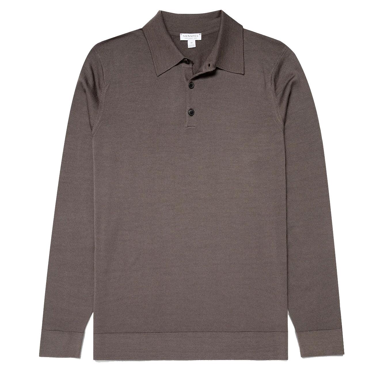 Sunspel Extra-fine Merino Polo Shirt in Brown for Men | Lyst