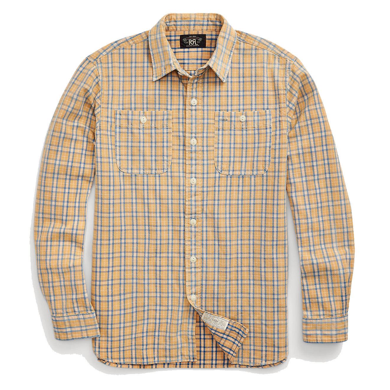 RRL Plaid Woven Workshirt in Brown for Men | Lyst