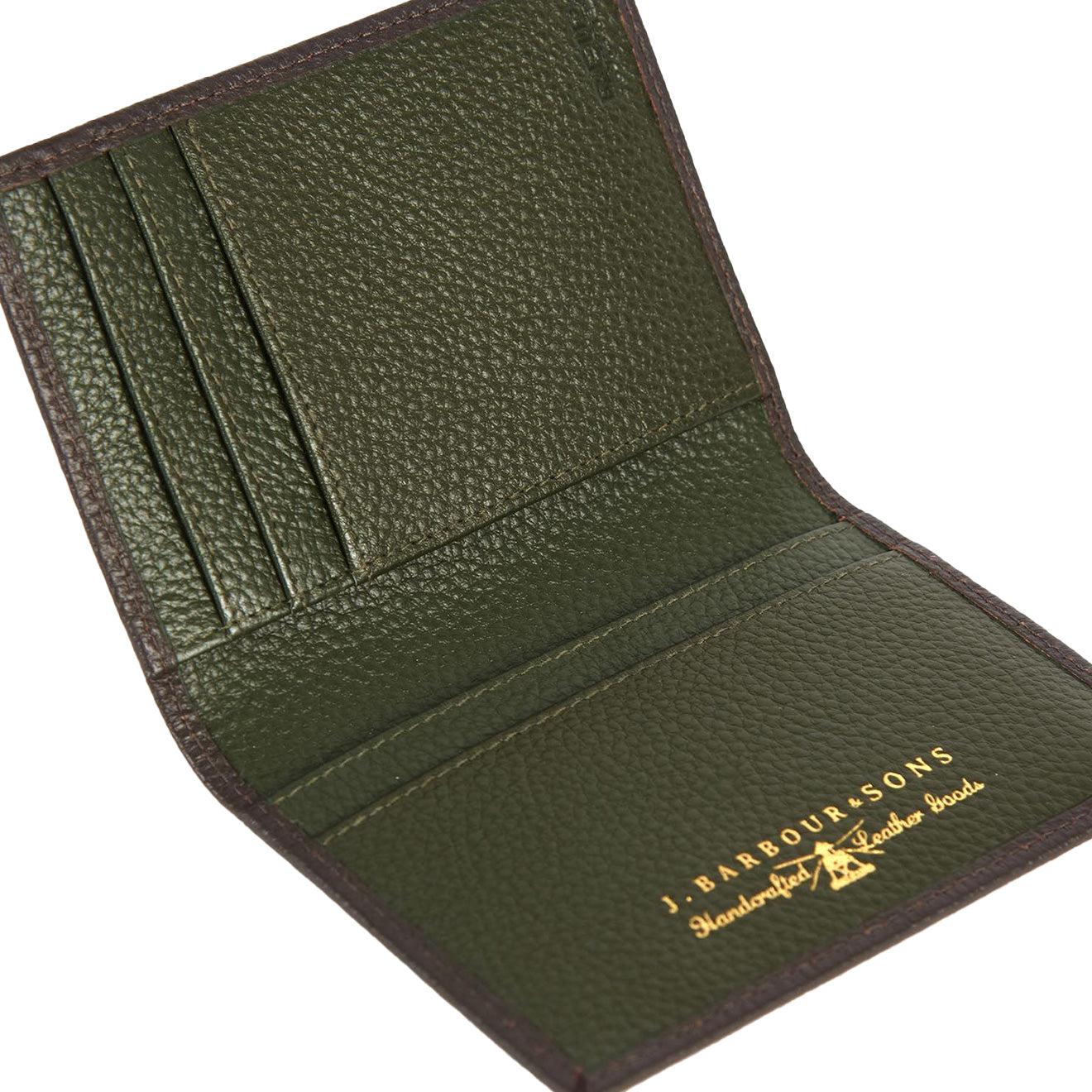 Barbour Contrast Leather Billfold Wallet Dark in Brown for Men | Lyst