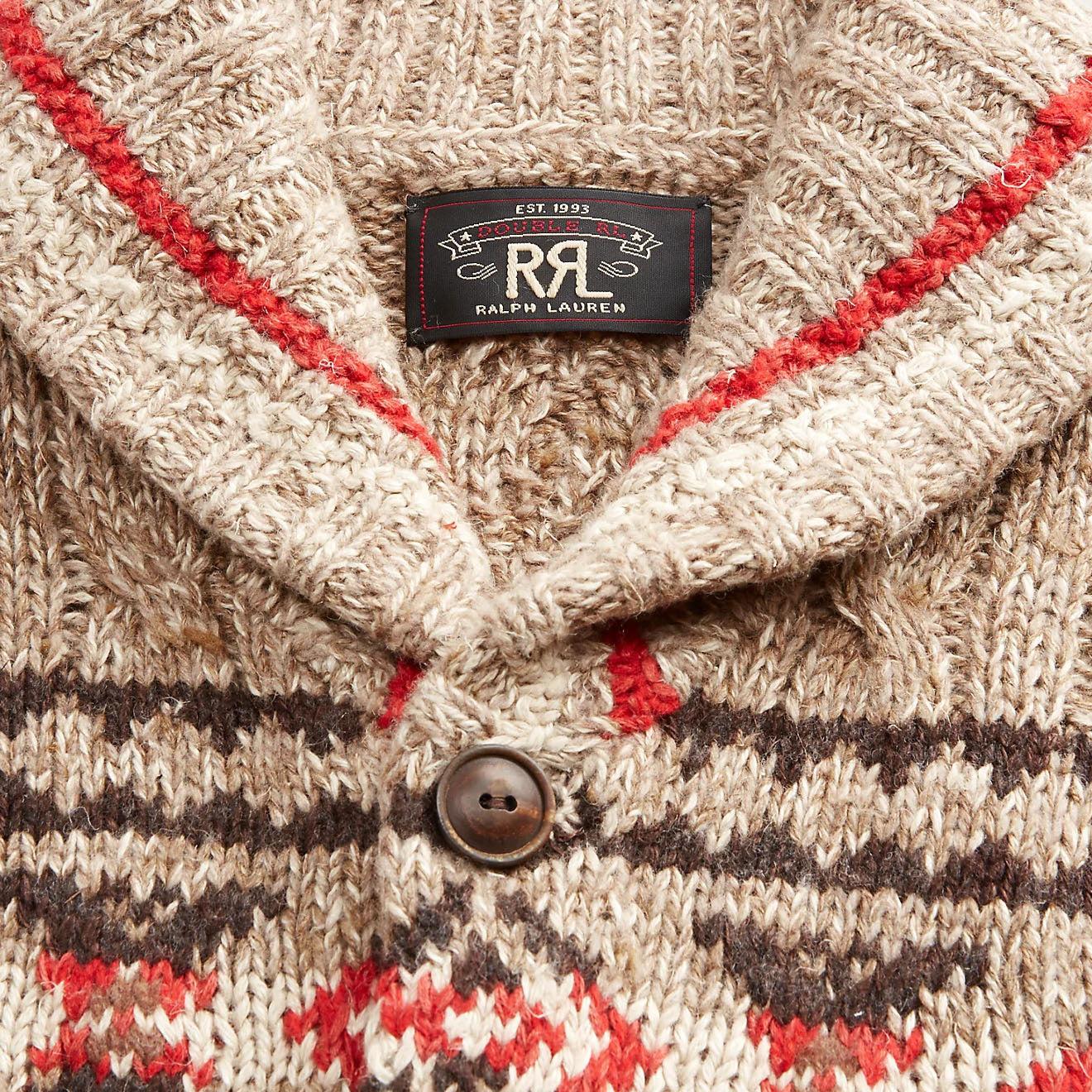 RRL Hand-knit Linen-blend Cardigan in Brown for Men | Lyst