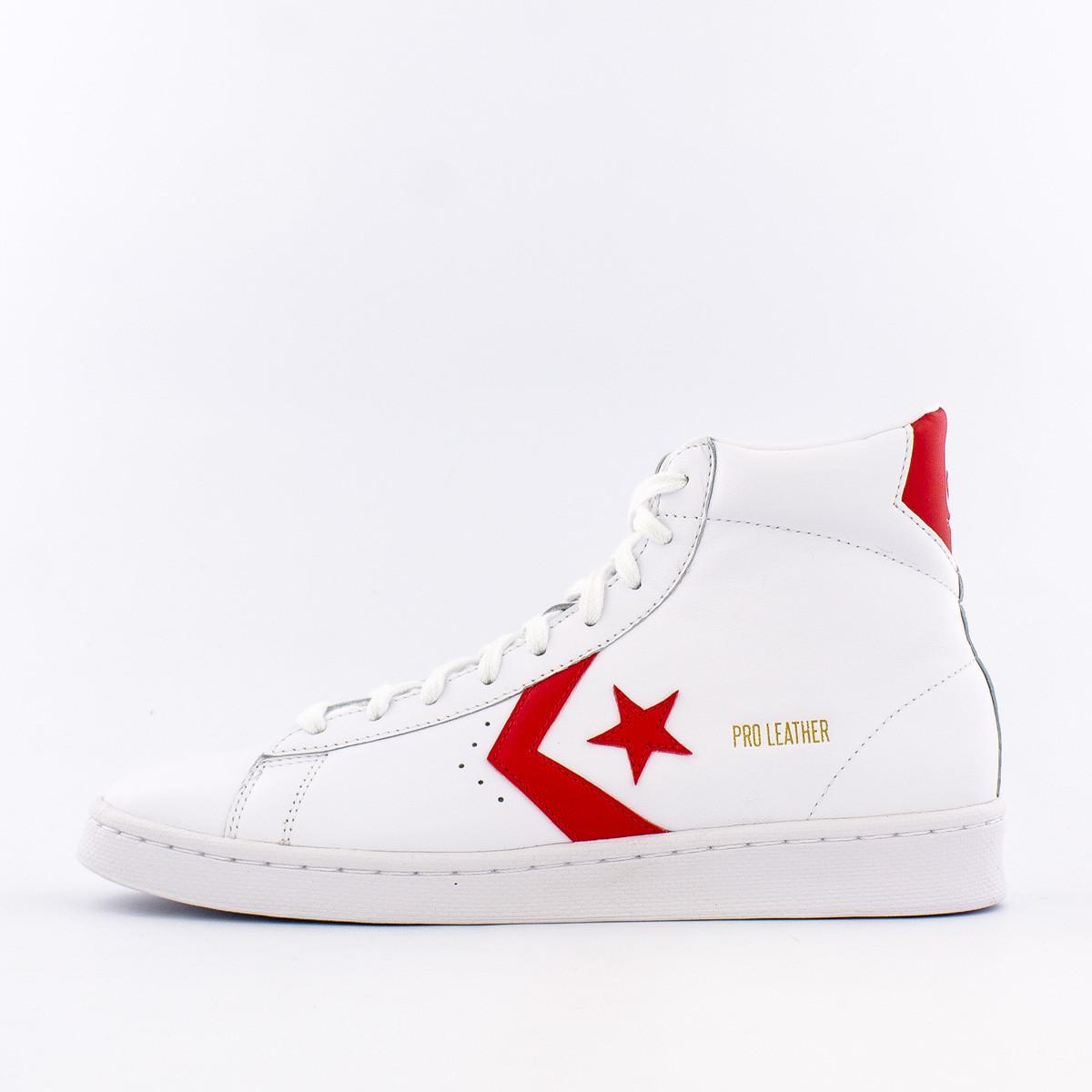 Converse Pro Leather Mid Casual Basketball Shoes in White/Red (White ...