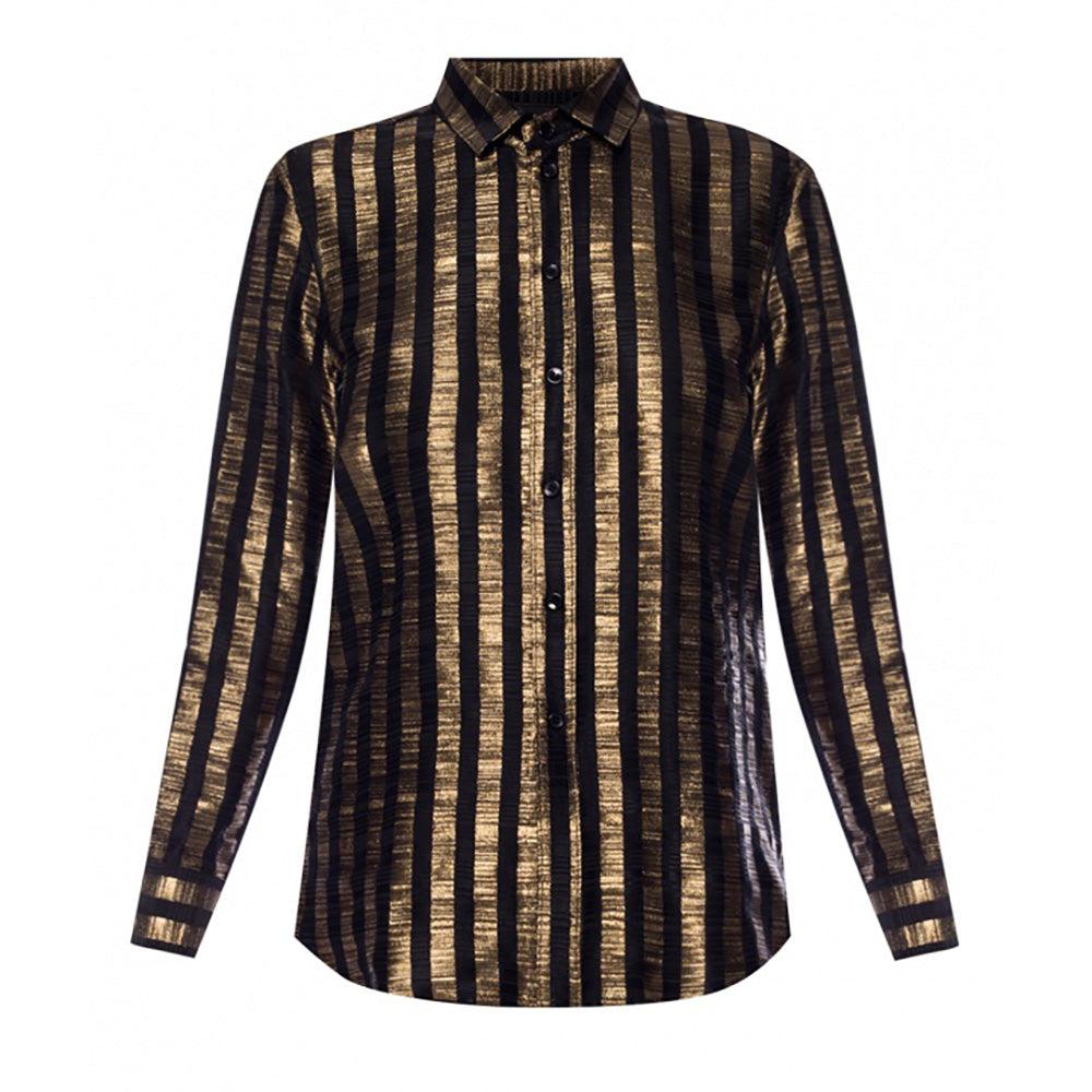 Saint Laurent Silk Striped Dress Shirt Black Gold | Lyst