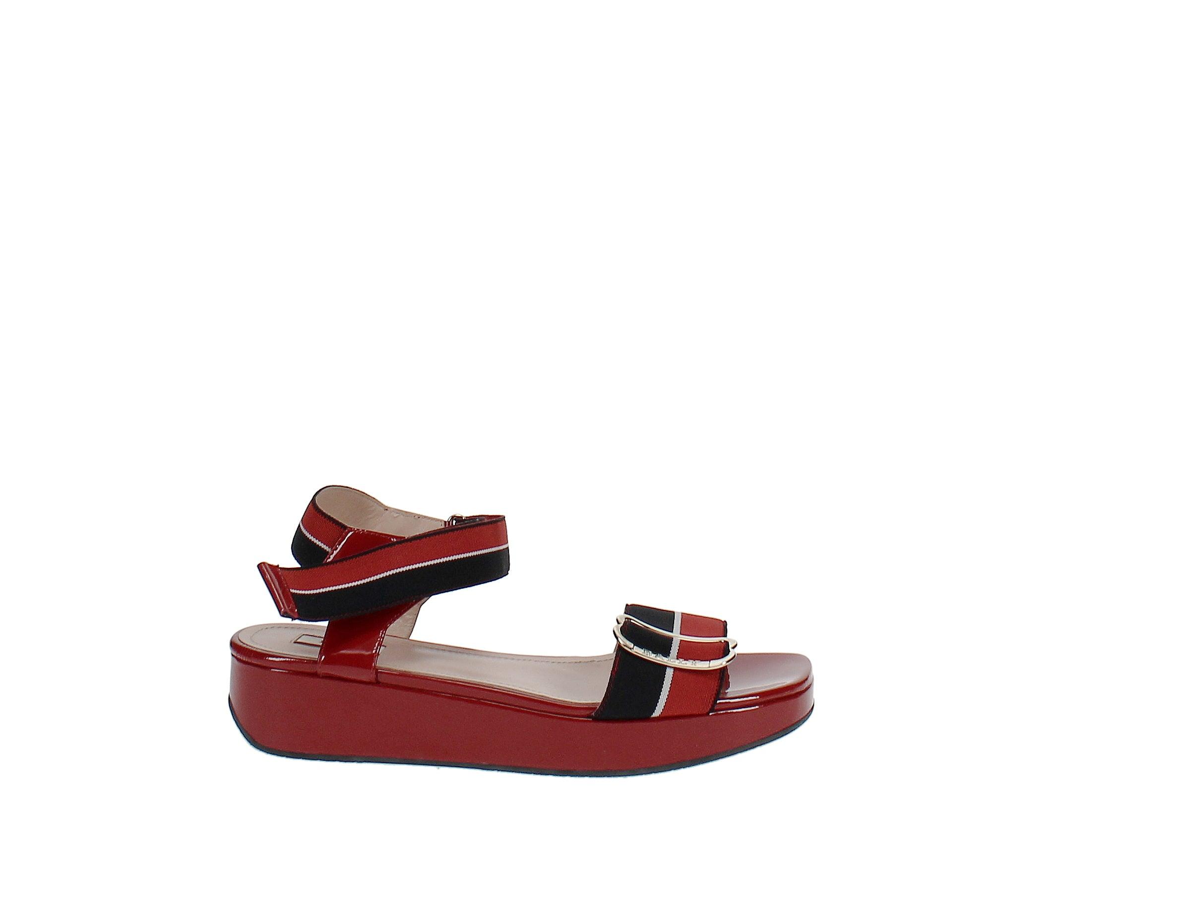 Bally Synthetic Joelle Wedge Sandals in Red/Blue/White (Red) - Lyst