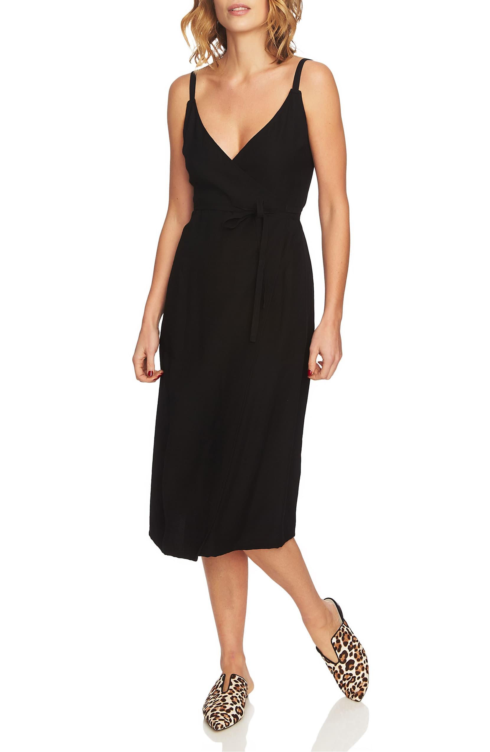 spaghetti strap wrap dress