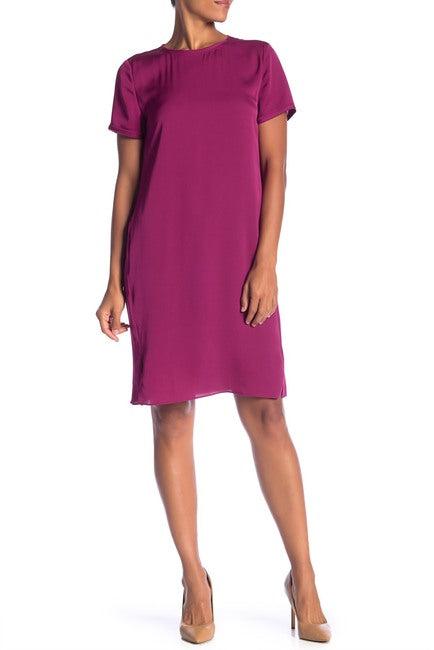Theory Silk Tee Dress in Electric Pink 