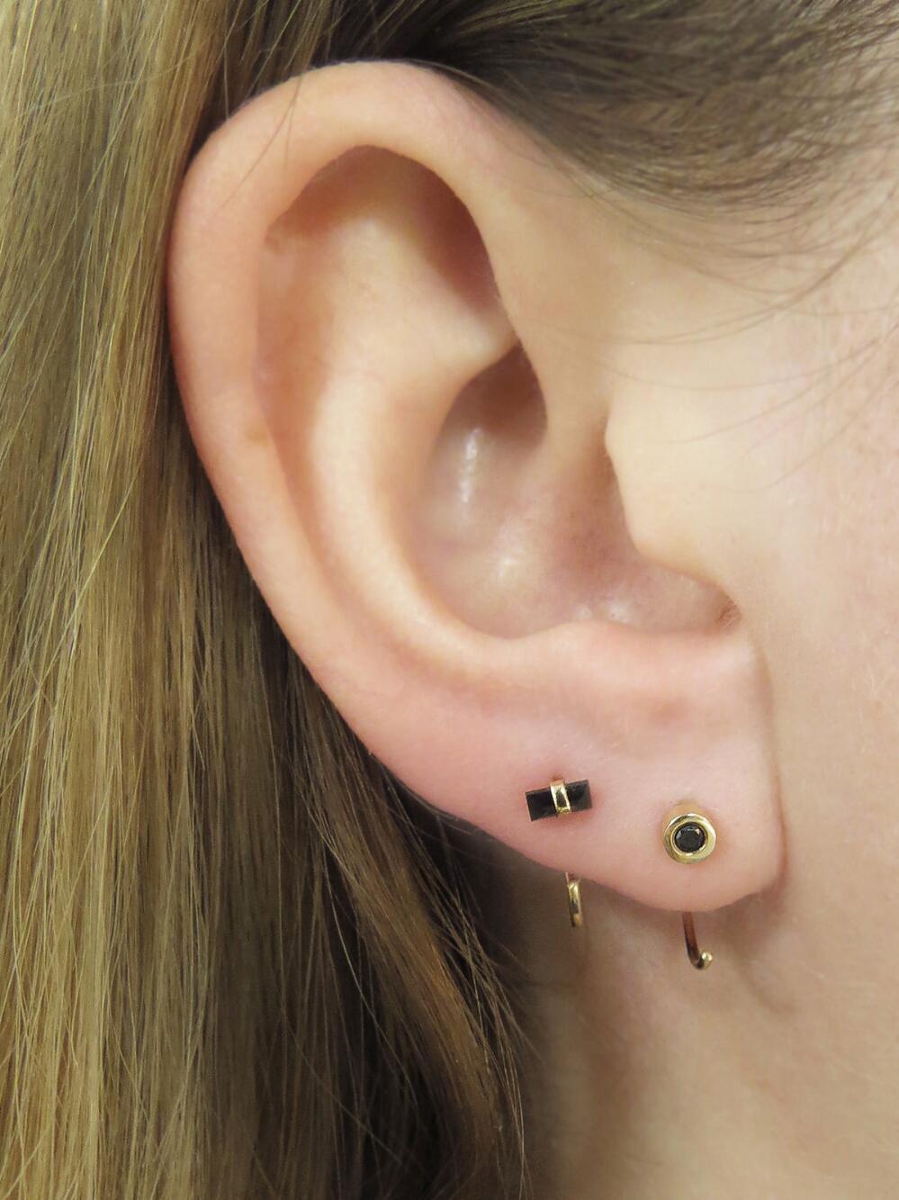 Lyst Melissa Joy Manning Black Diamond Hug Hoop Earrings In View Fullscreen