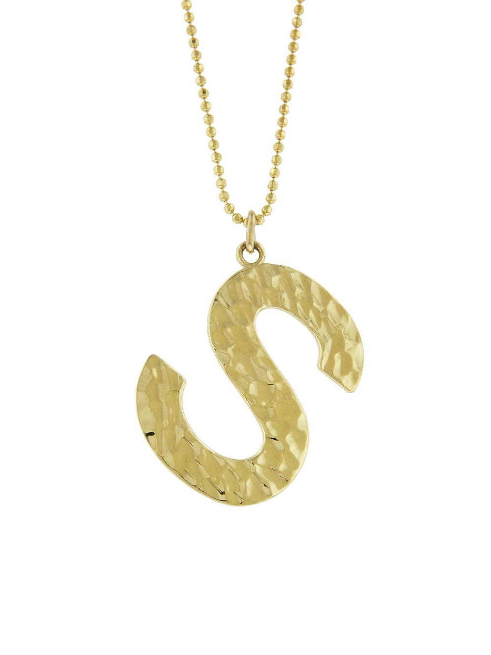 Jennifer Meyer Hammered Initial Necklace in Metallic - Lyst
