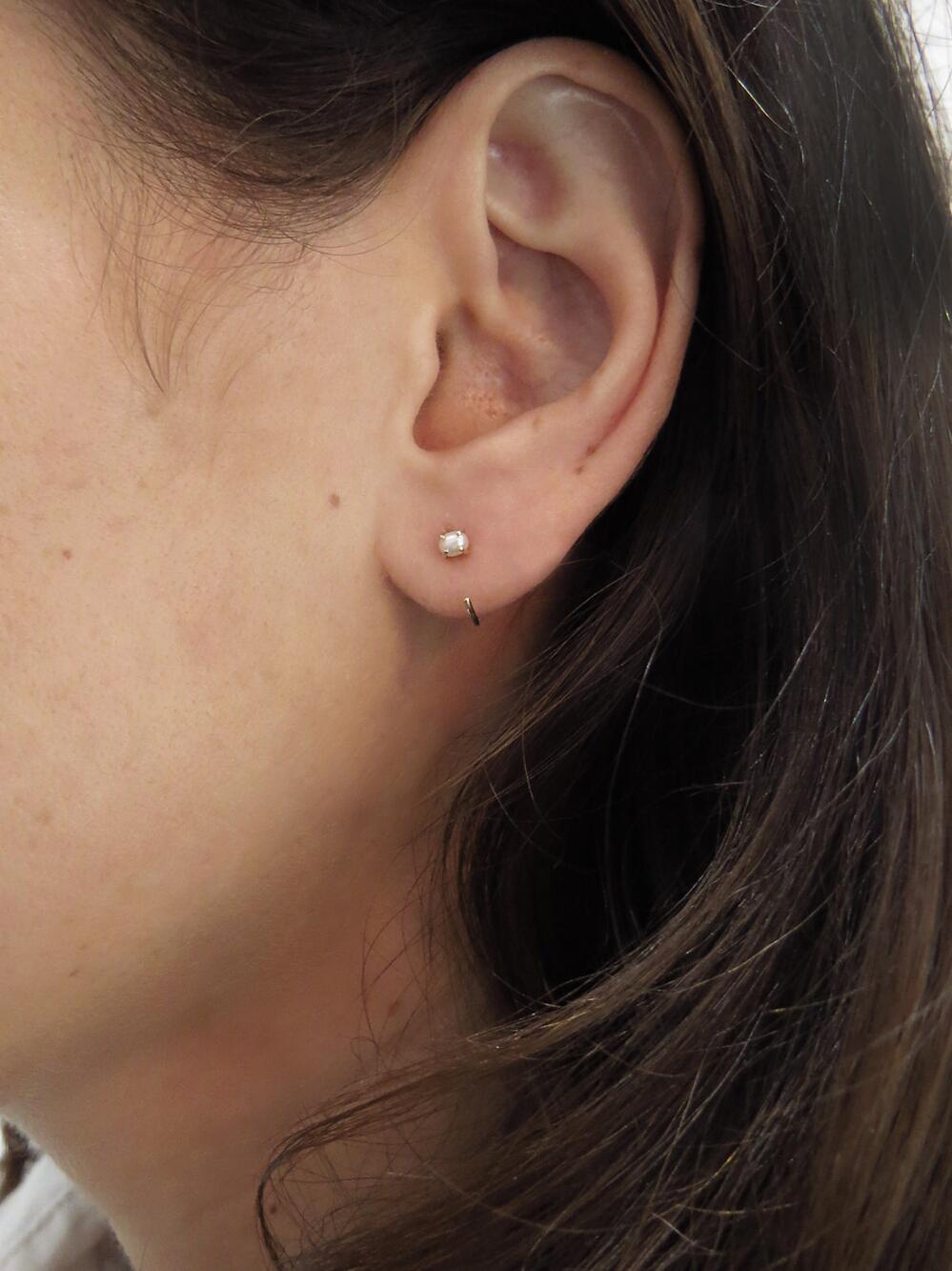 Lyst Melissa Joy Manning Tiny Pearl Hug Hoop Earrings In Metallic View Fullscreen