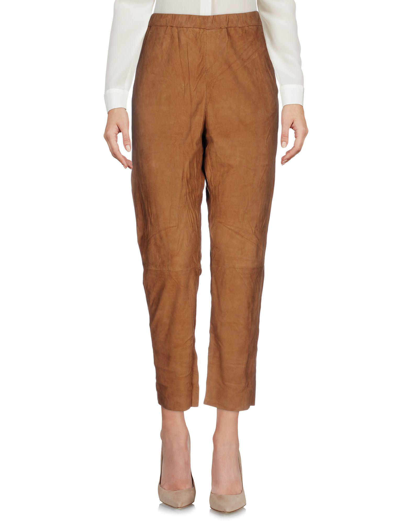 DROMe Leather Casual Pants in Camel (Brown) - Lyst