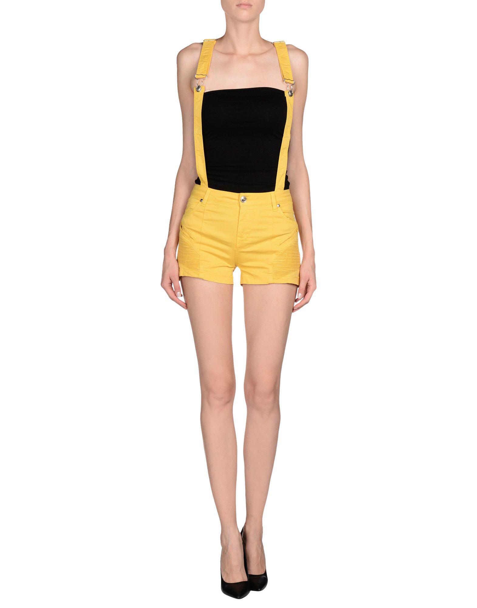 Balmain Cotton Short Dungarees in Yellow - Lyst