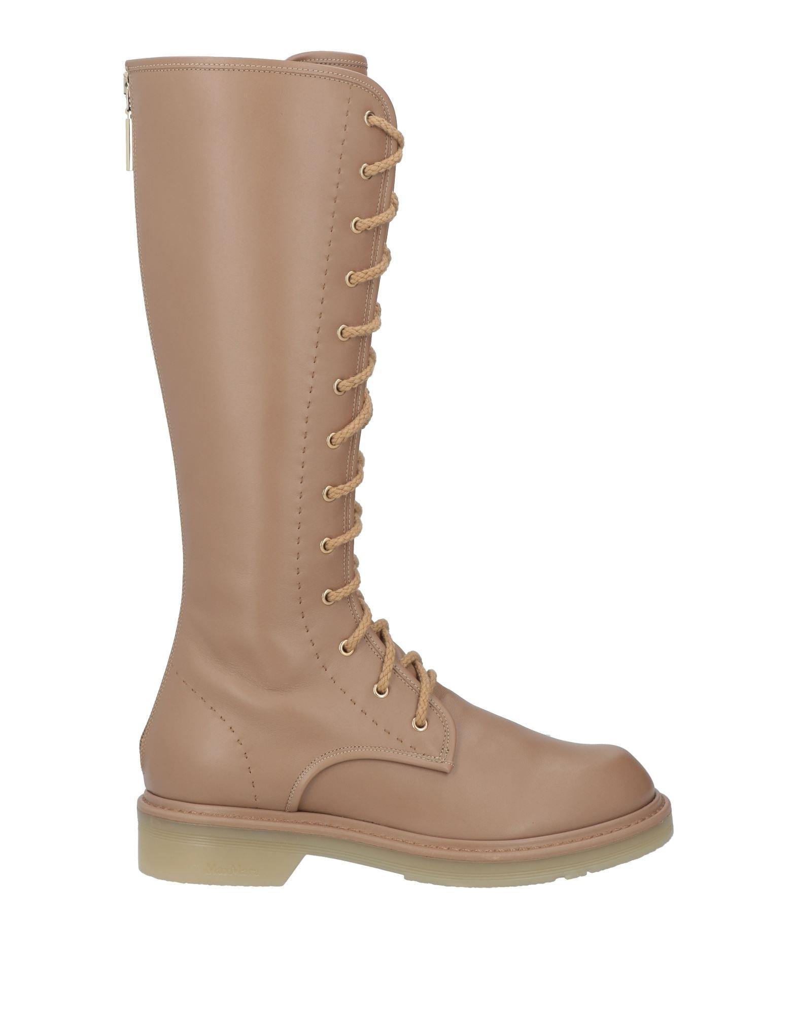 ミドルブーツ MAXMARA  Max Mara Boots Women Fabric Beige/Canvas Max Mara Women's Baker Camel Cashmere Combat Ankle Boots