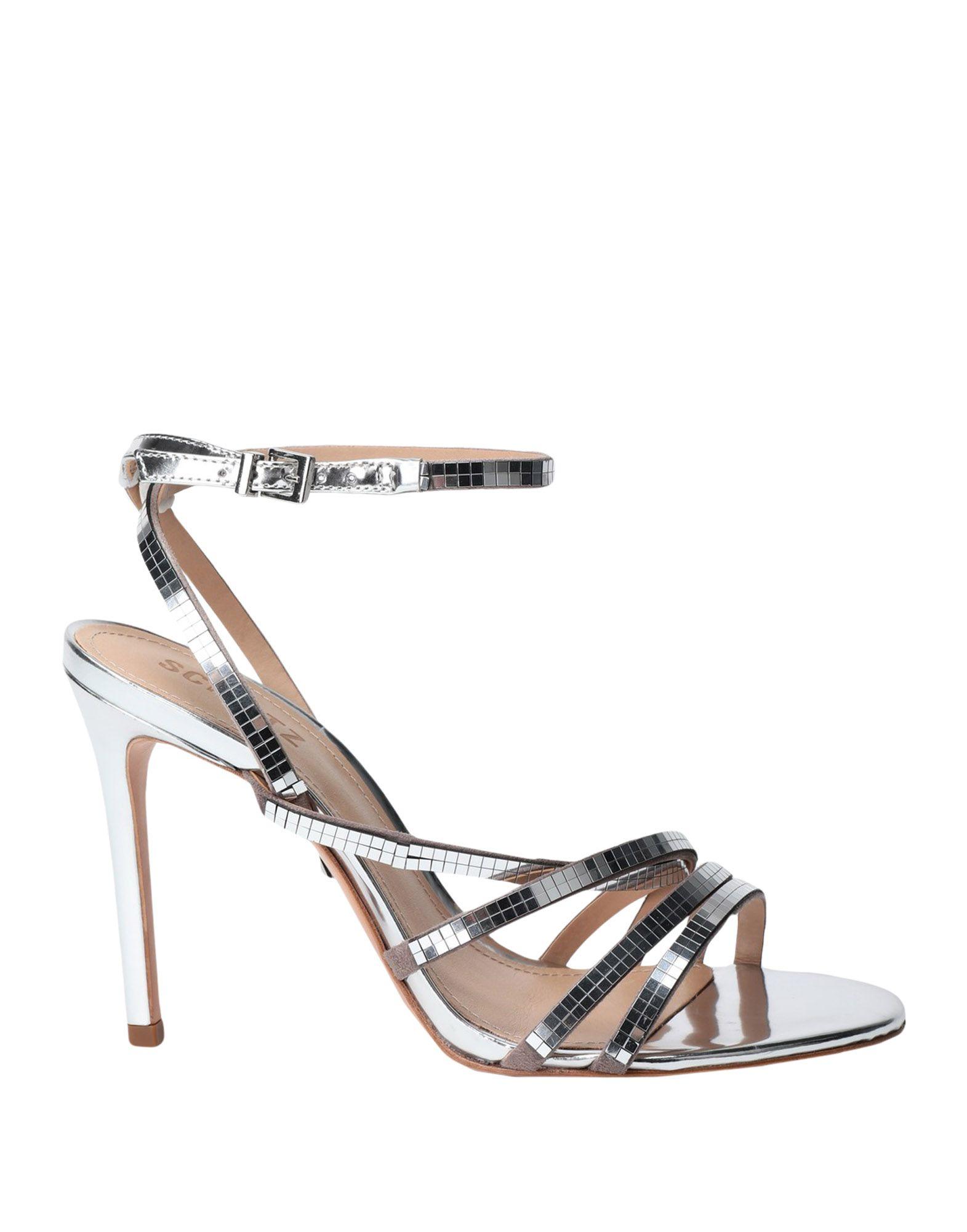 Schutz Leather Sandals in Silver (Metallic) - Lyst