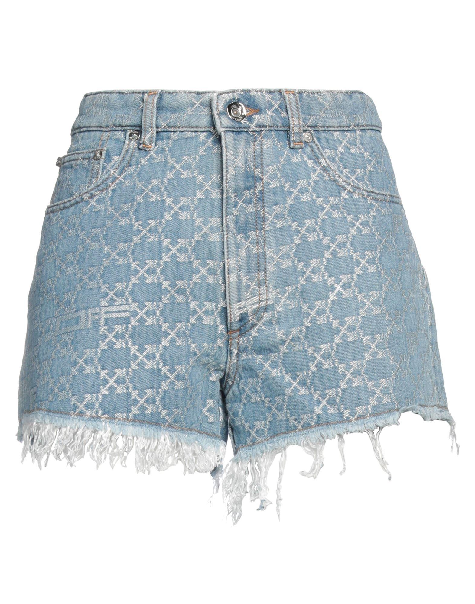 Off-White contrast-stitching denim shorts