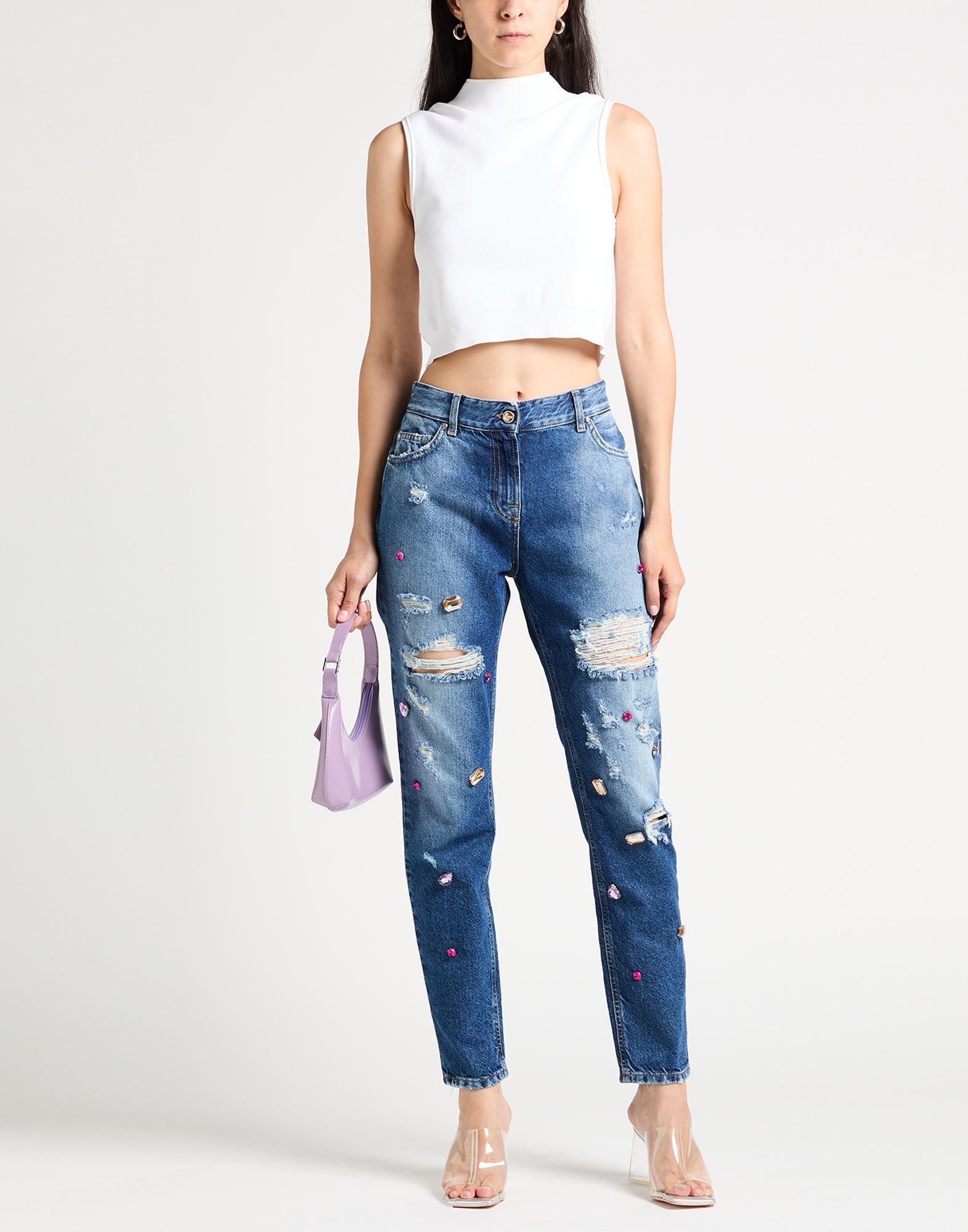 デニム・ジーパン BLUMARINE Woman Jeans White 4J105A M1465 Bootcut Jeans In Stone-washed Denim | Blumarine