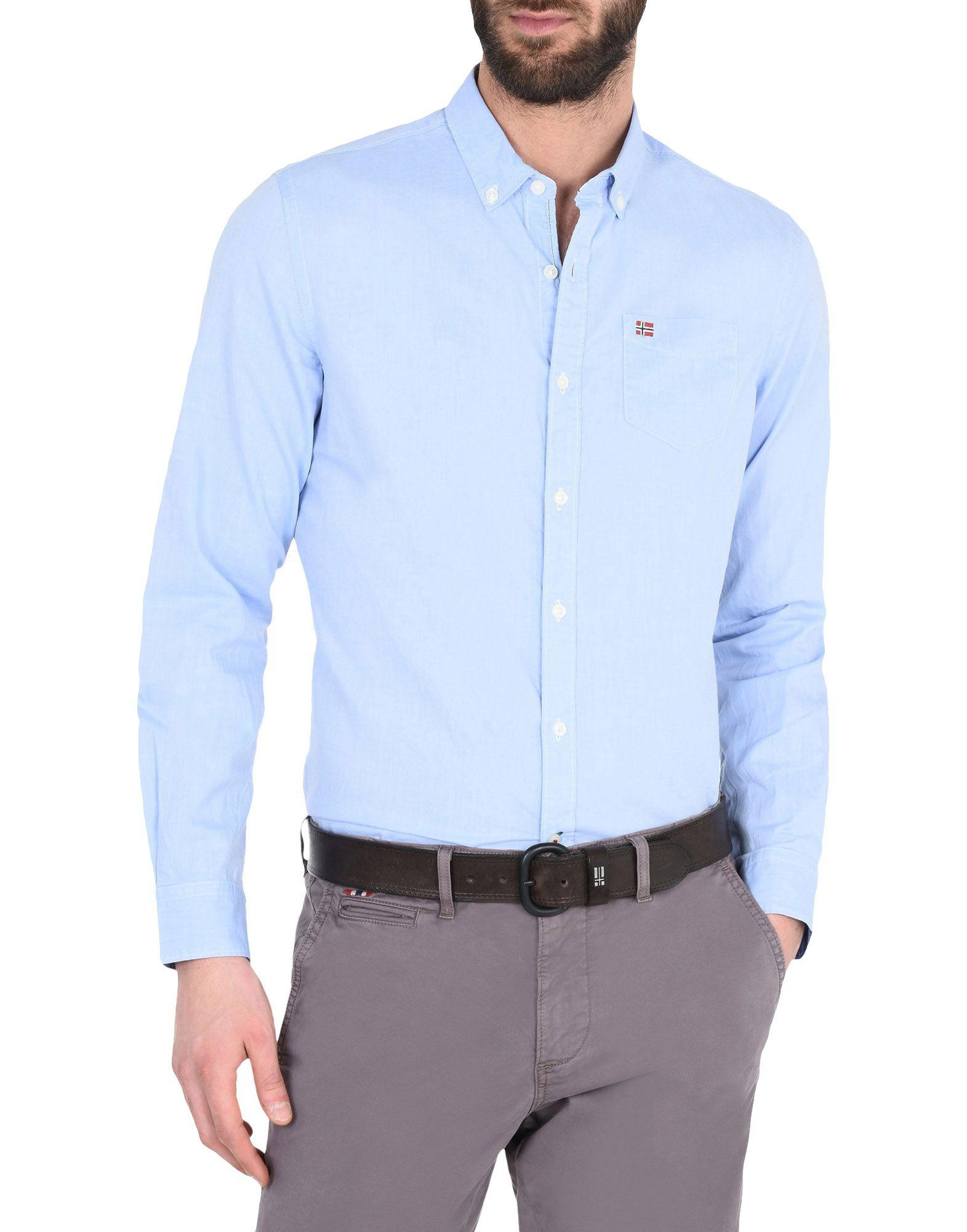 Napapijri Cotton Shirt in Sky Blue (Blue) for Men | Lyst