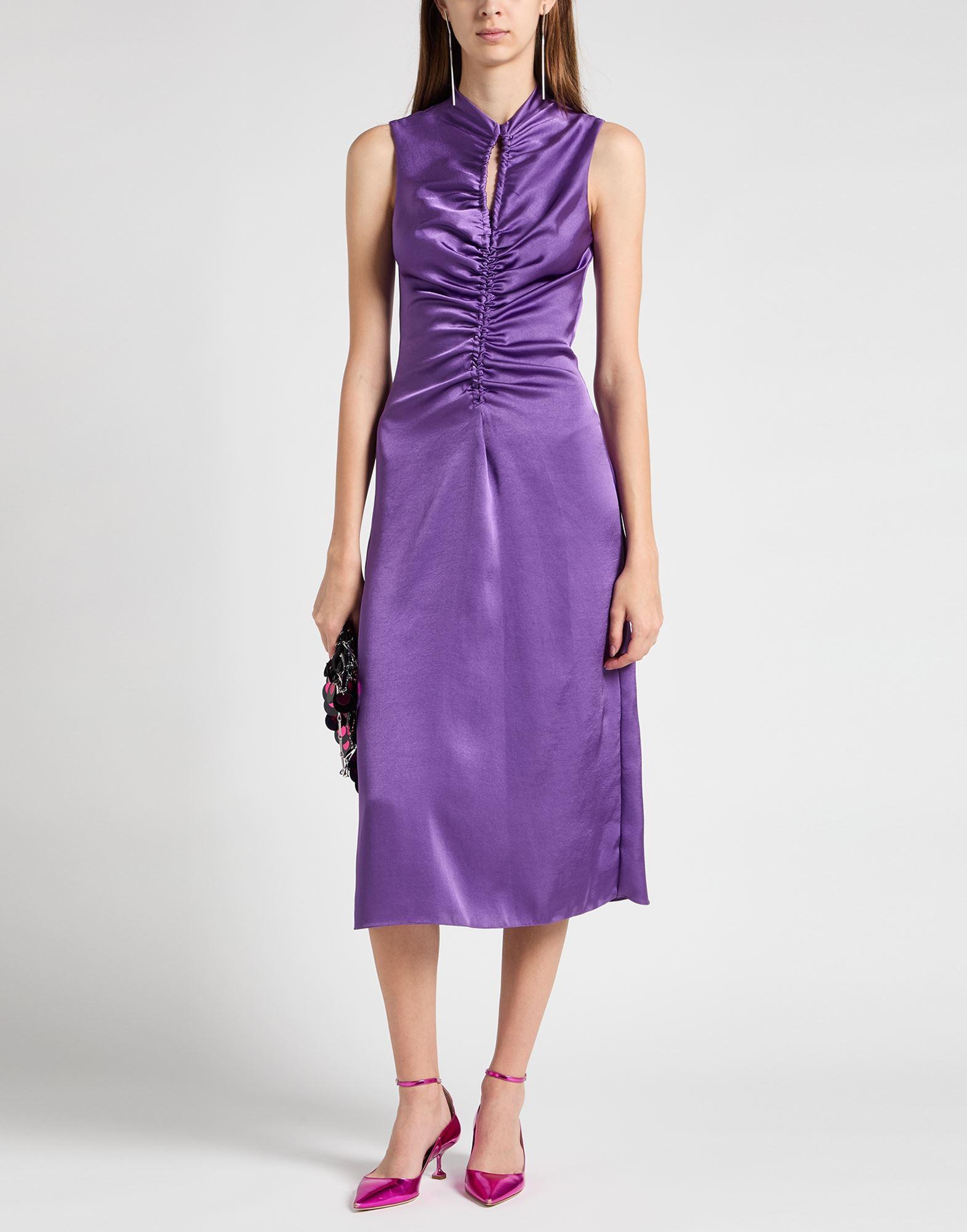 sandro purple velvet dress Sandro Magenta Crushed Velvet V-Neck Short Dress Polyester ref.2472170