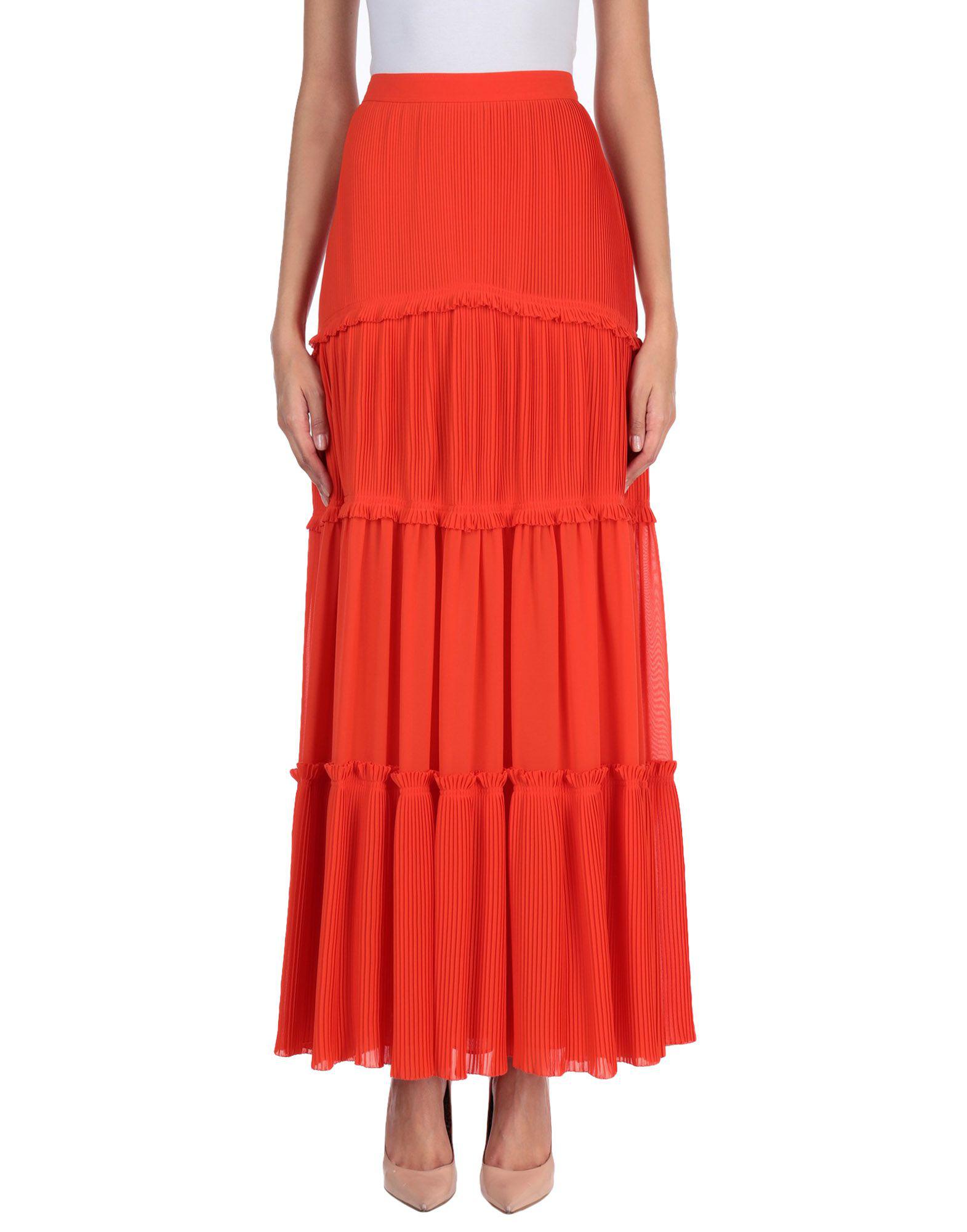 Tory Burch Synthetic Tiered Pleated Crepe Maxi Skirt Bright Orange - Lyst