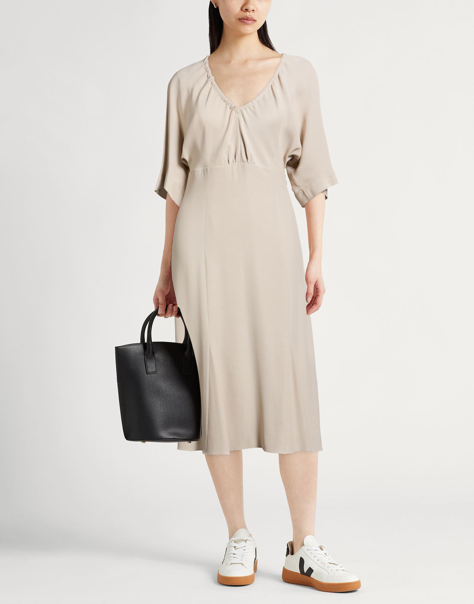 knee length dresses for ladies Short Sleeve Ruffled V-Neck A-Line Midi Dress for Wedding Guests