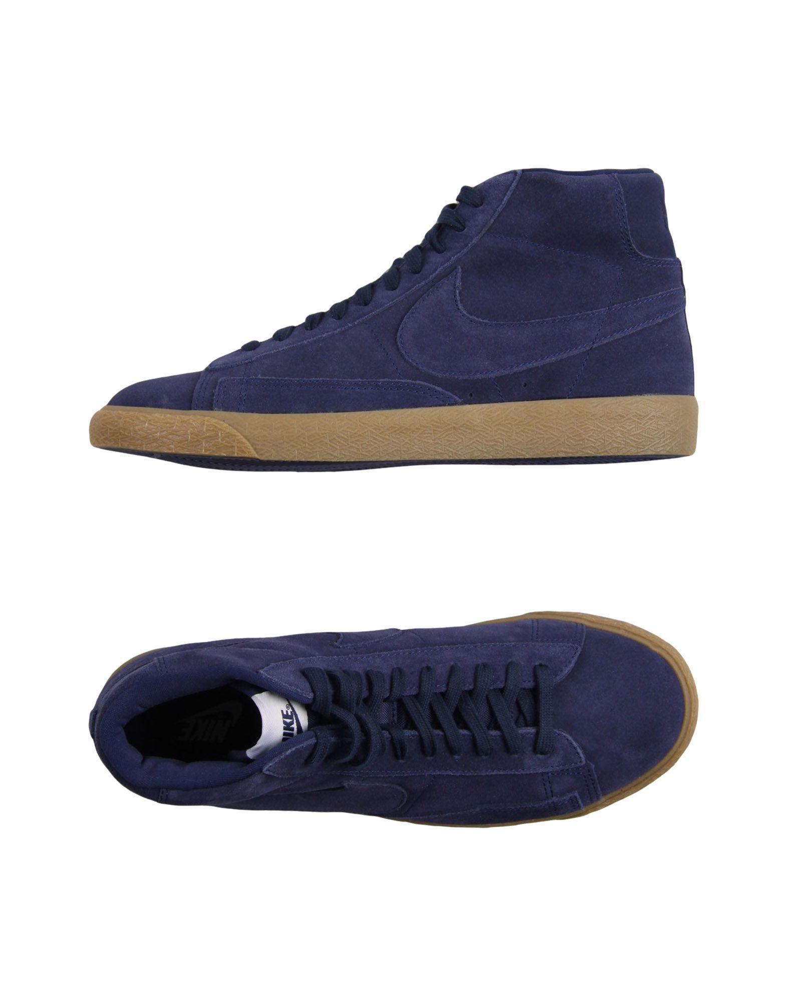 blue suede nike high tops