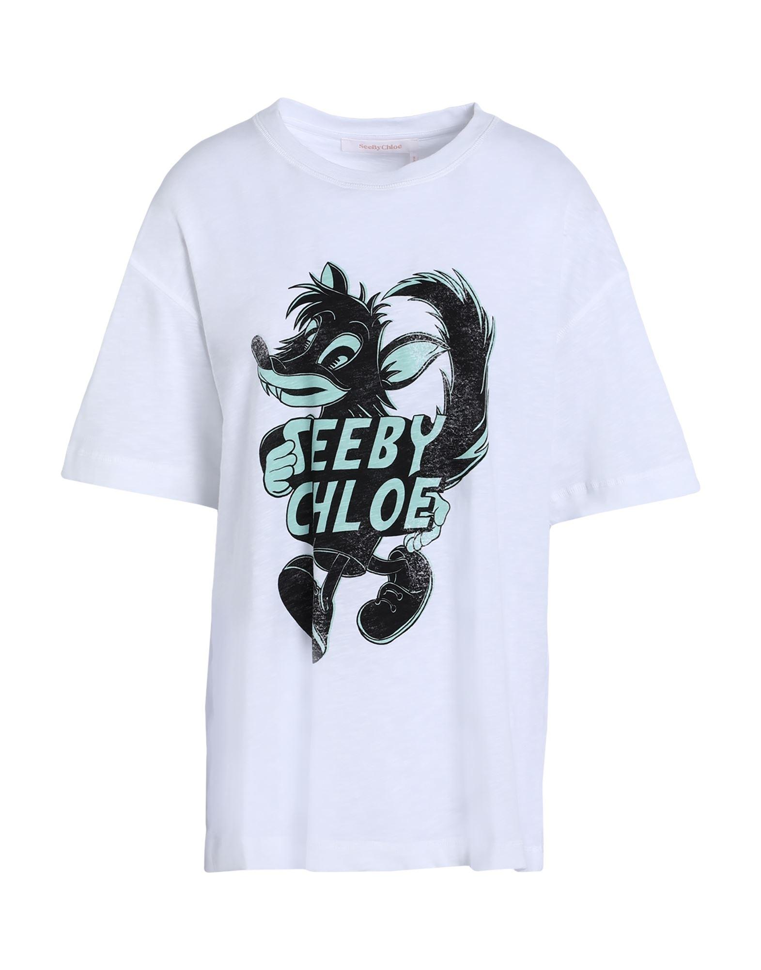 SEE BY CHLOE   Tシャツ See by Chloé Velvet logo T-shirt in grey - Grey|CHS20SJH04111026