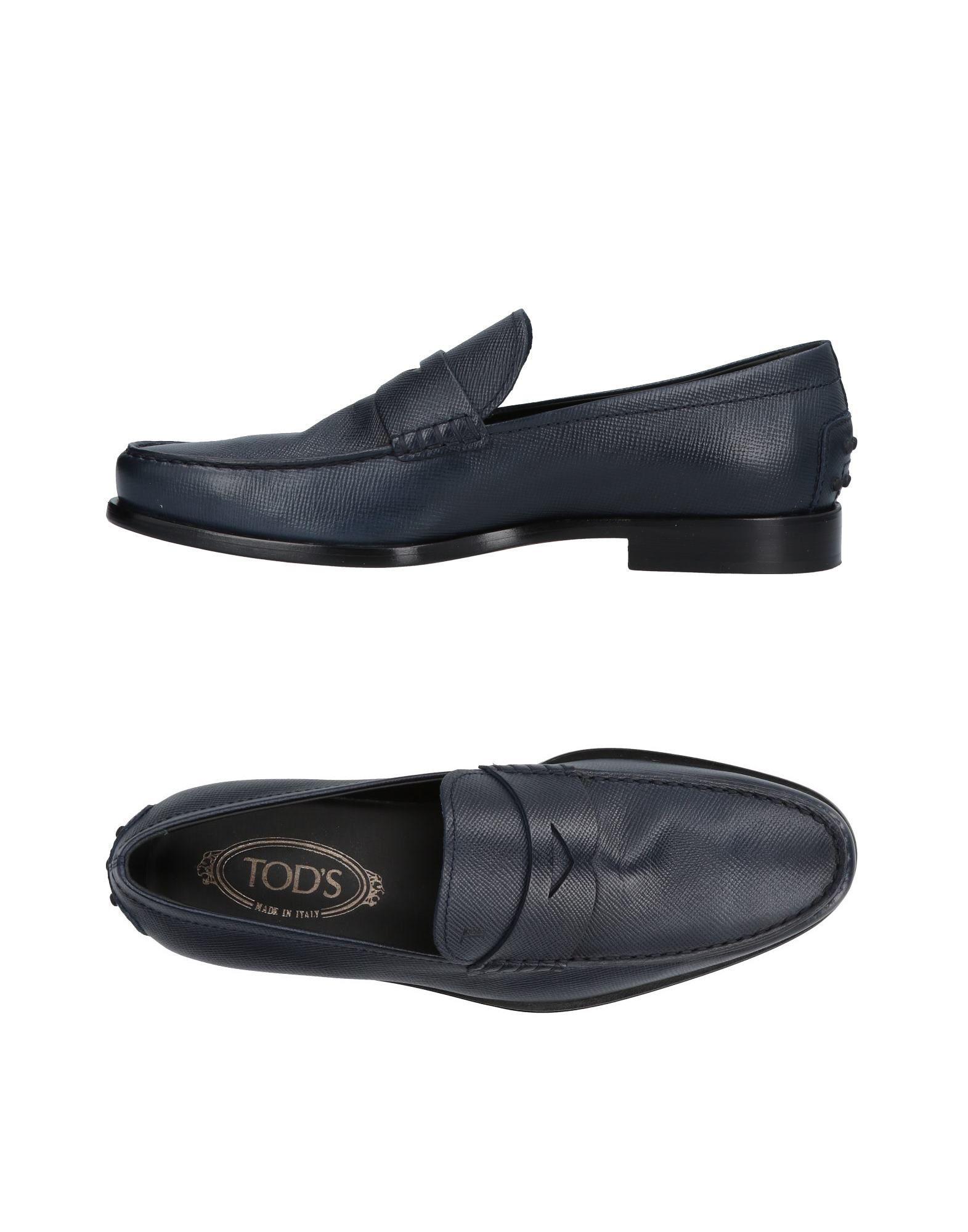 Tod's Leather Loafers in Dark Blue (Blue) for Men - Lyst