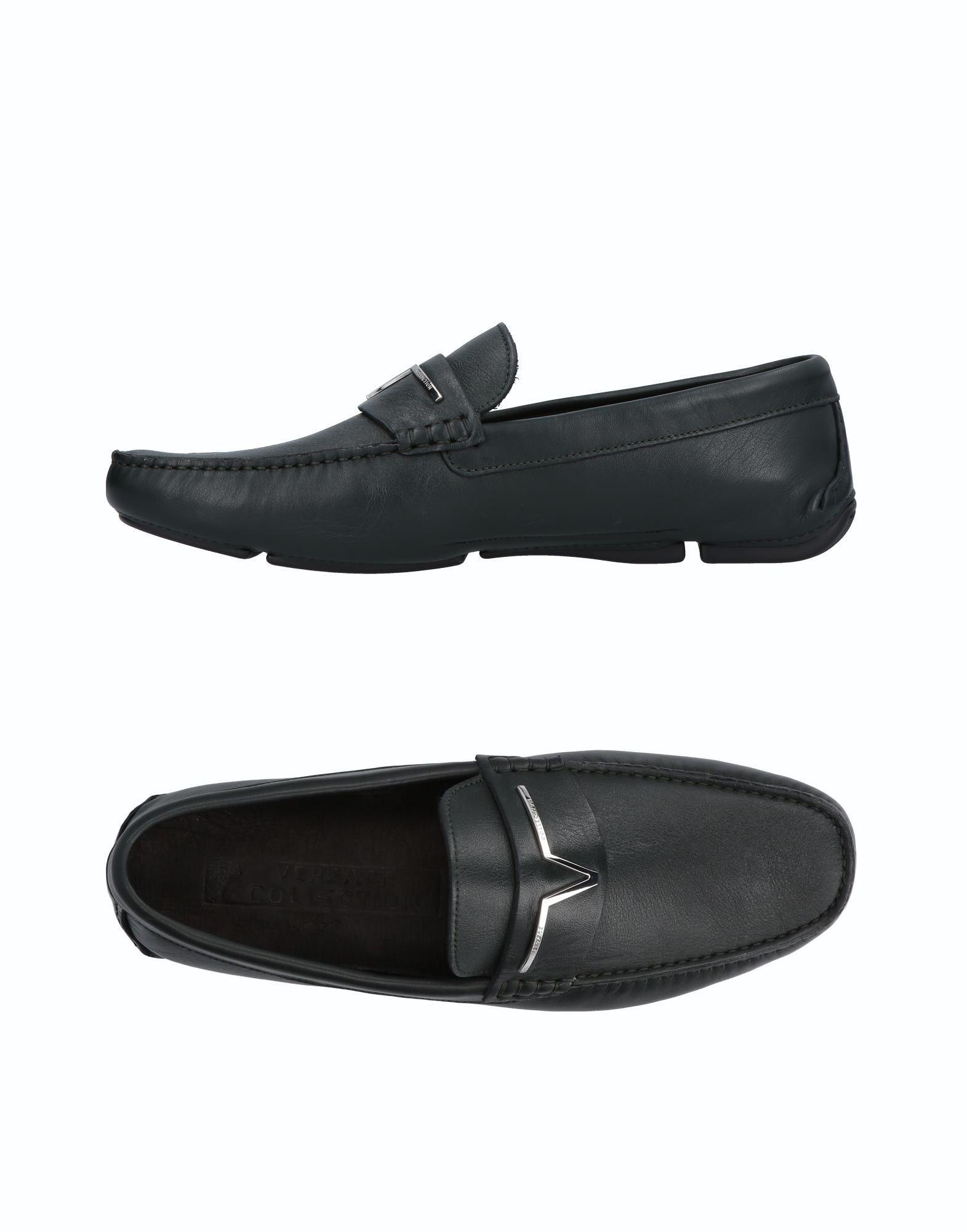 Versace Leather Loafer in Dark Green (Green) for Men - Lyst