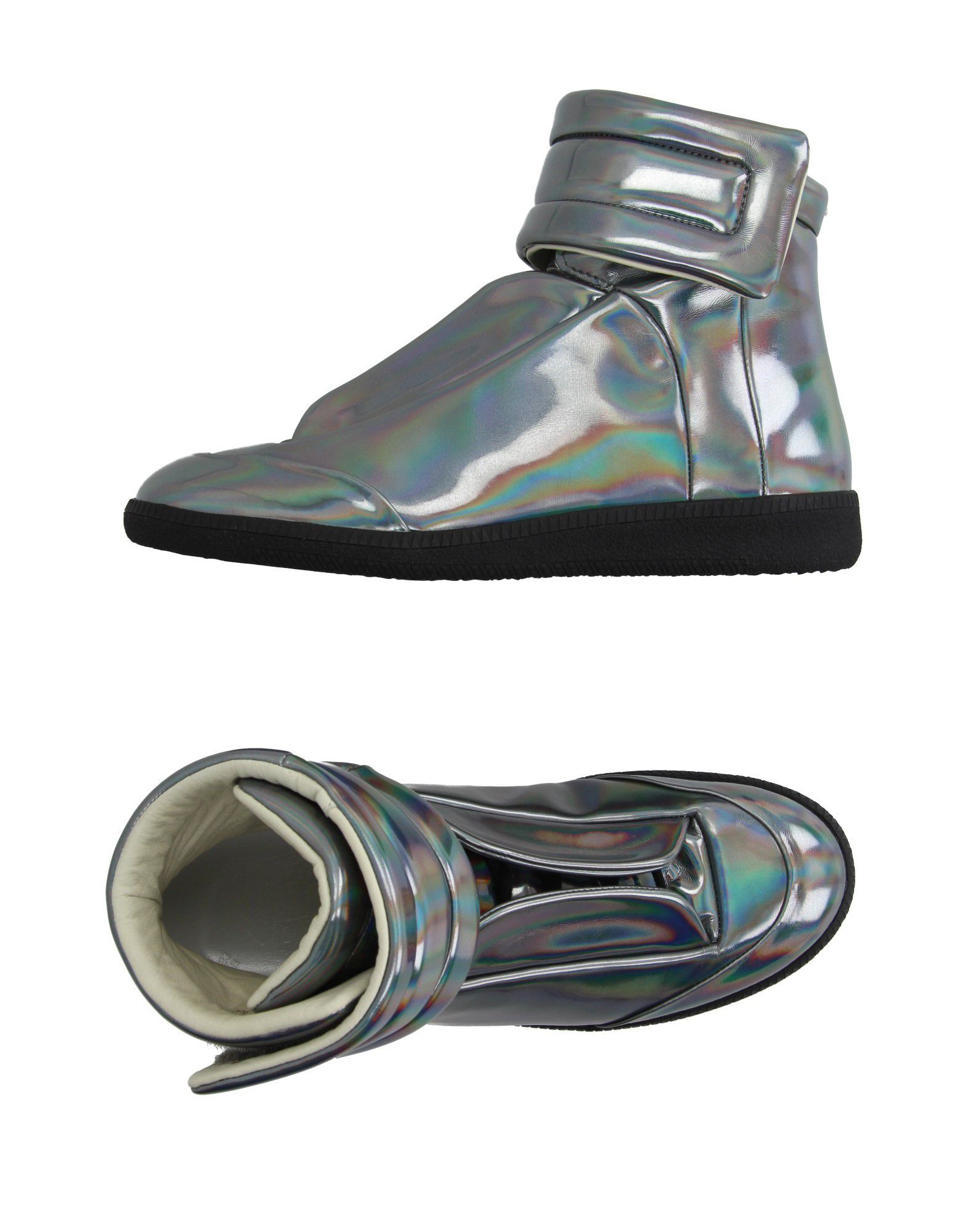 Maison Margiela Future Iridescent Leather High-Top Sneakers in Silver ...