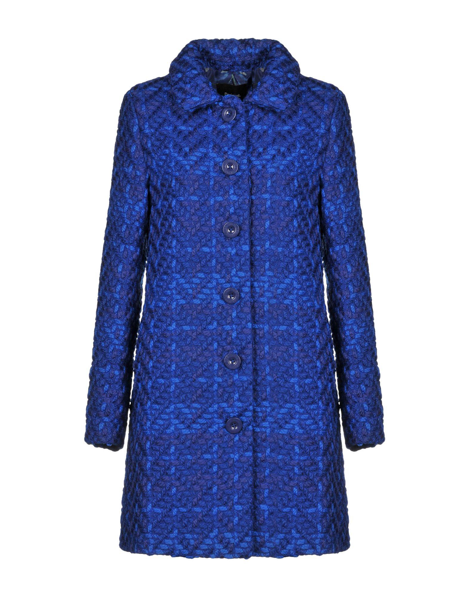 Desigual Tweed Royal Blue Henkel Coat - Lyst