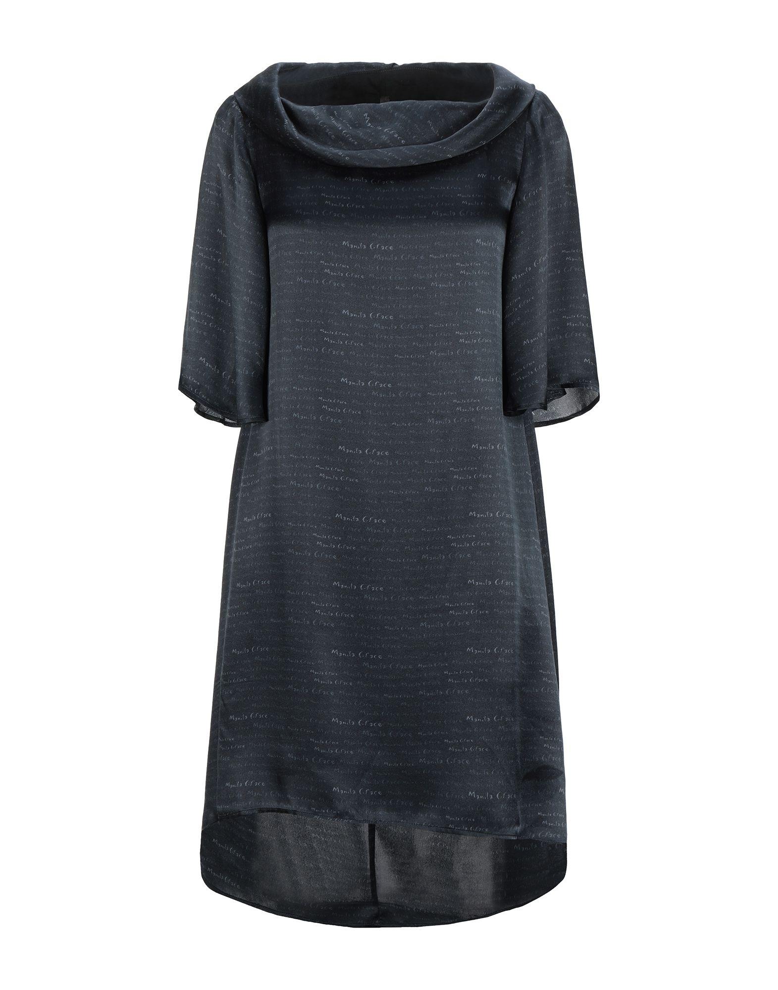 Manila Grace Satin Short Dress in Dark Blue (Blue) - Lyst