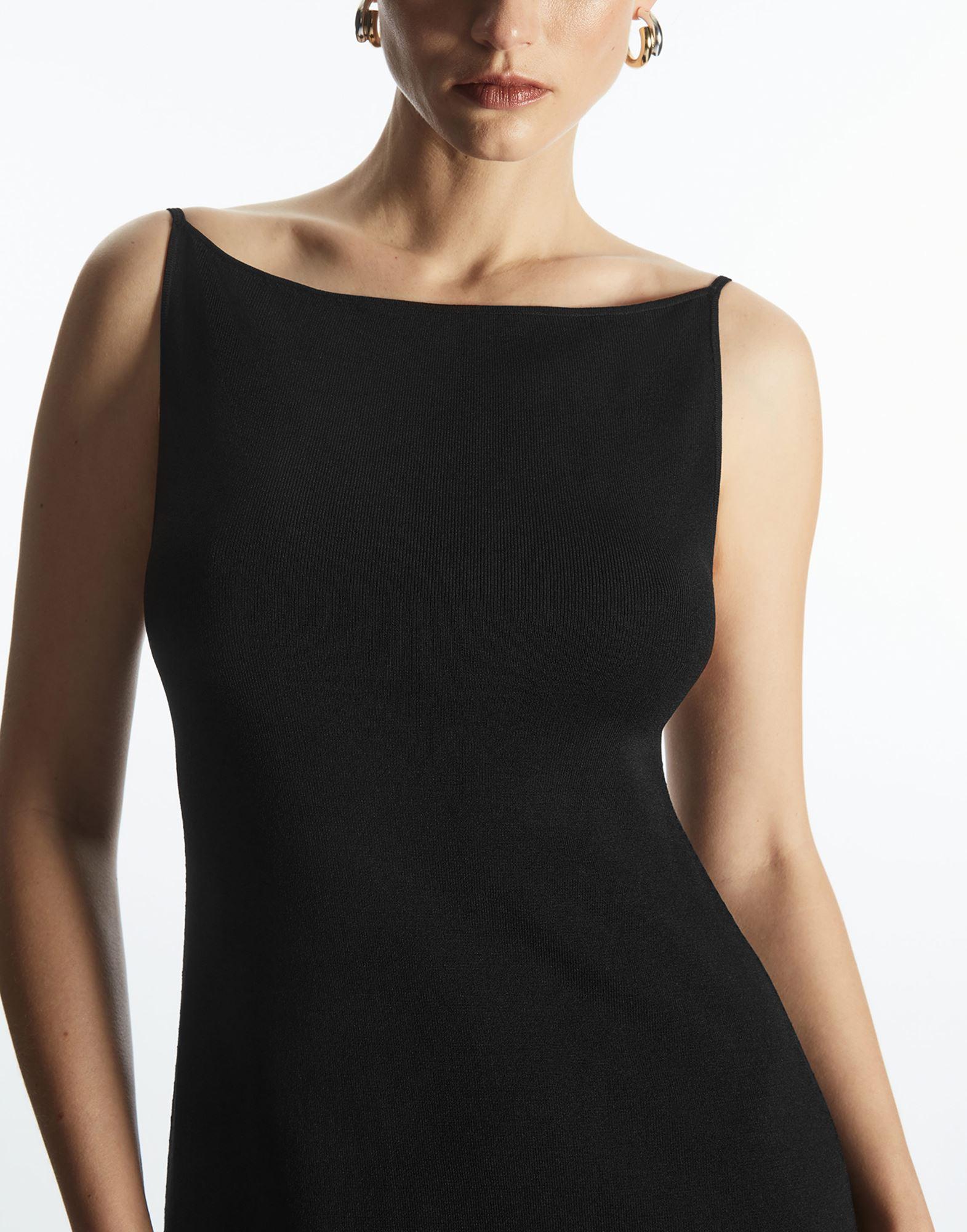 COS Square-neck Knitted Midi Slip Dress in Black | Lyst Australia