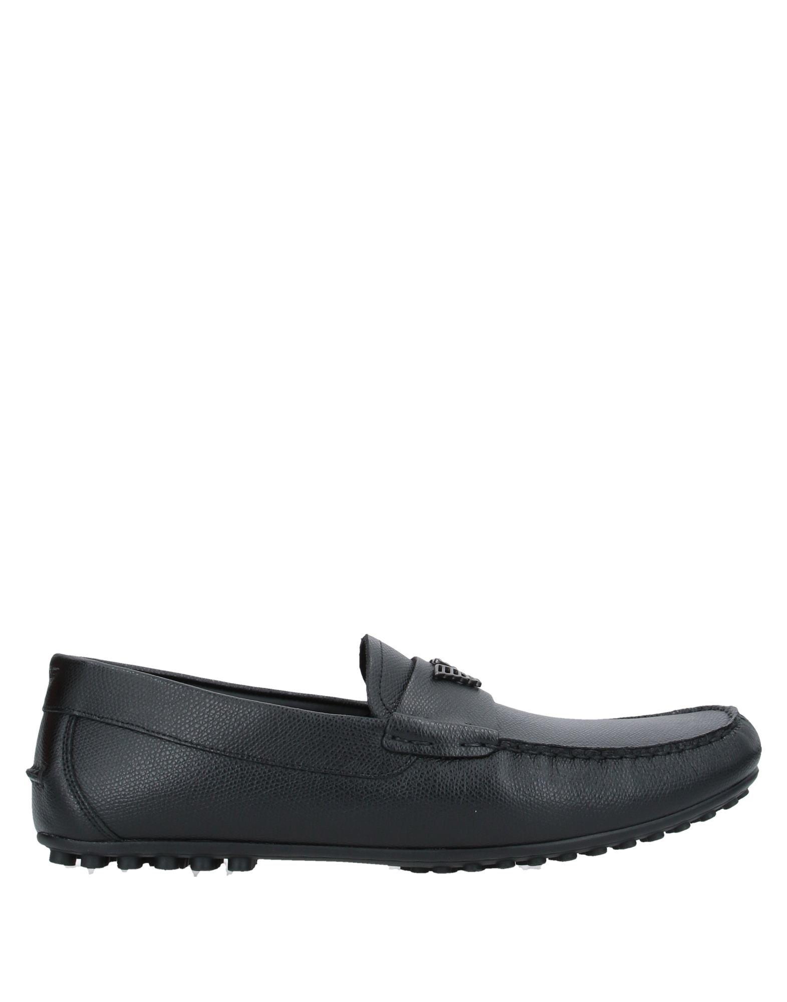 Emporio Armani Leather Loafer in Black for Men - Lyst