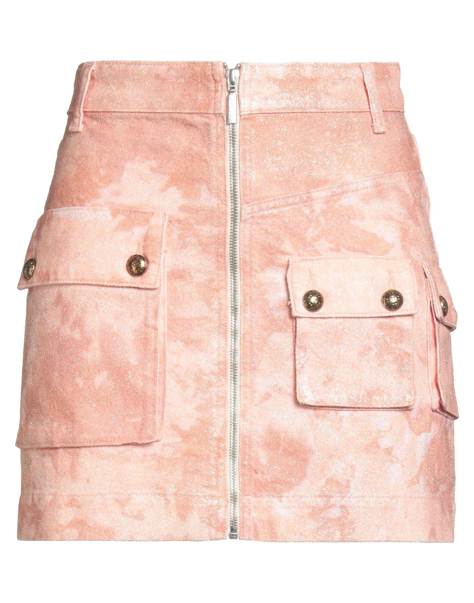 Topshop Pink Camo Denim Skirt Large Sequin Elastic Mini Skirt