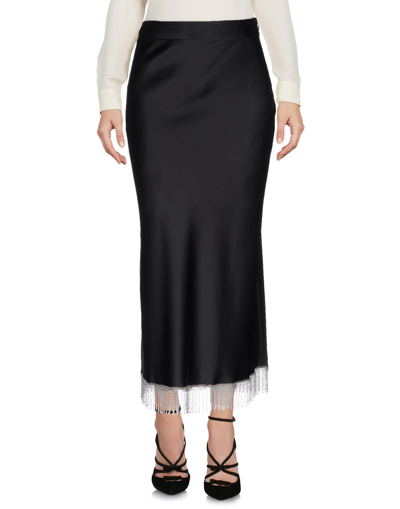 Alexander Wang Satin 3/4 Length Skirt in Black - Lyst