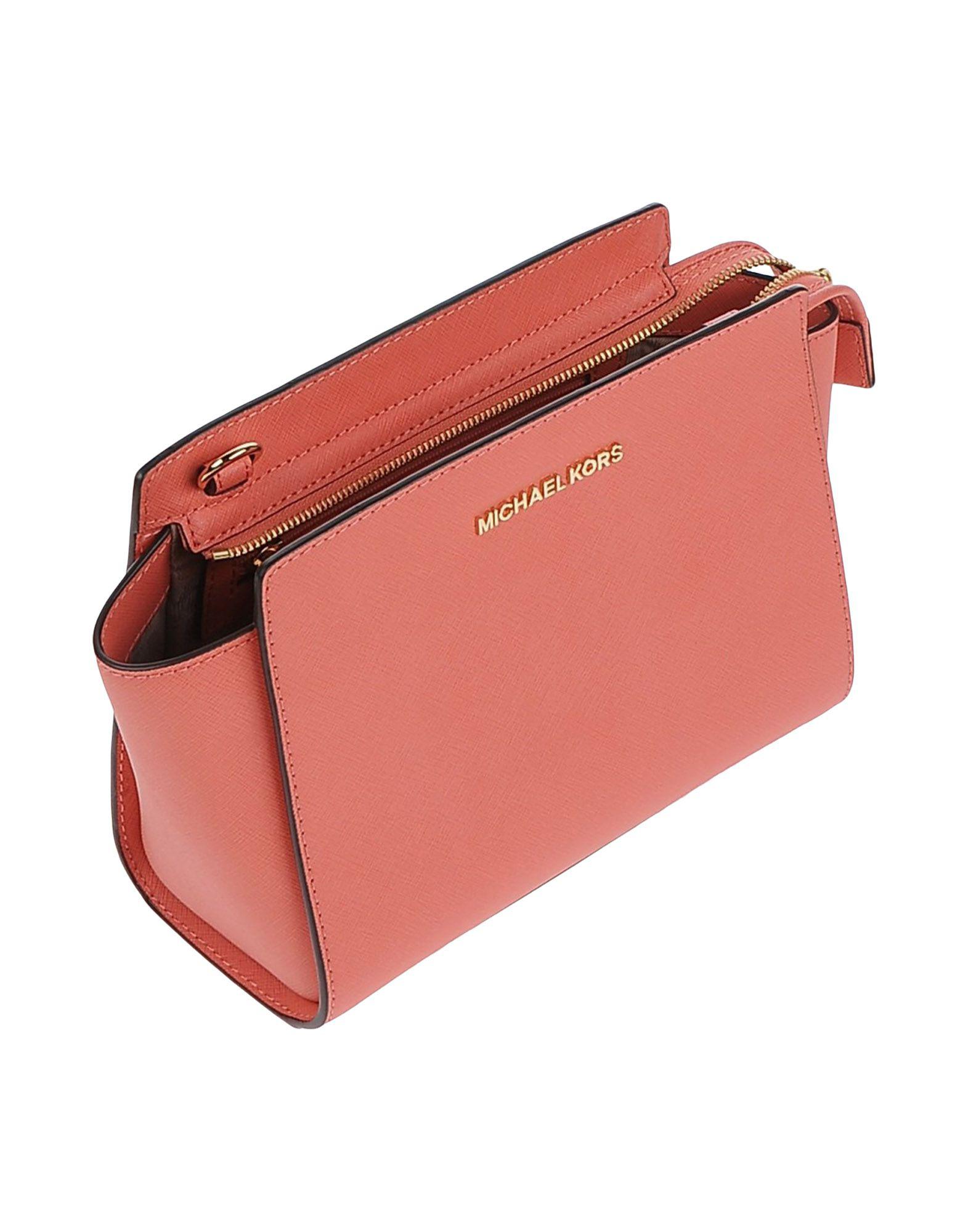 MICHAEL Michael Kors Leather Cross-body Bag in Salmon Pink (Pink) - Lyst