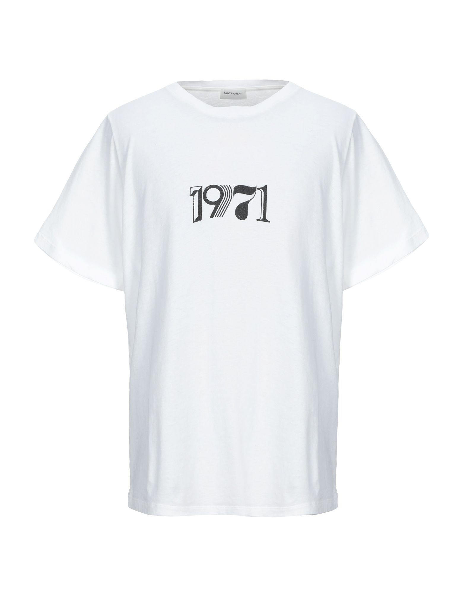 Saint Laurent Cotton T-shirt in White for Men - Lyst