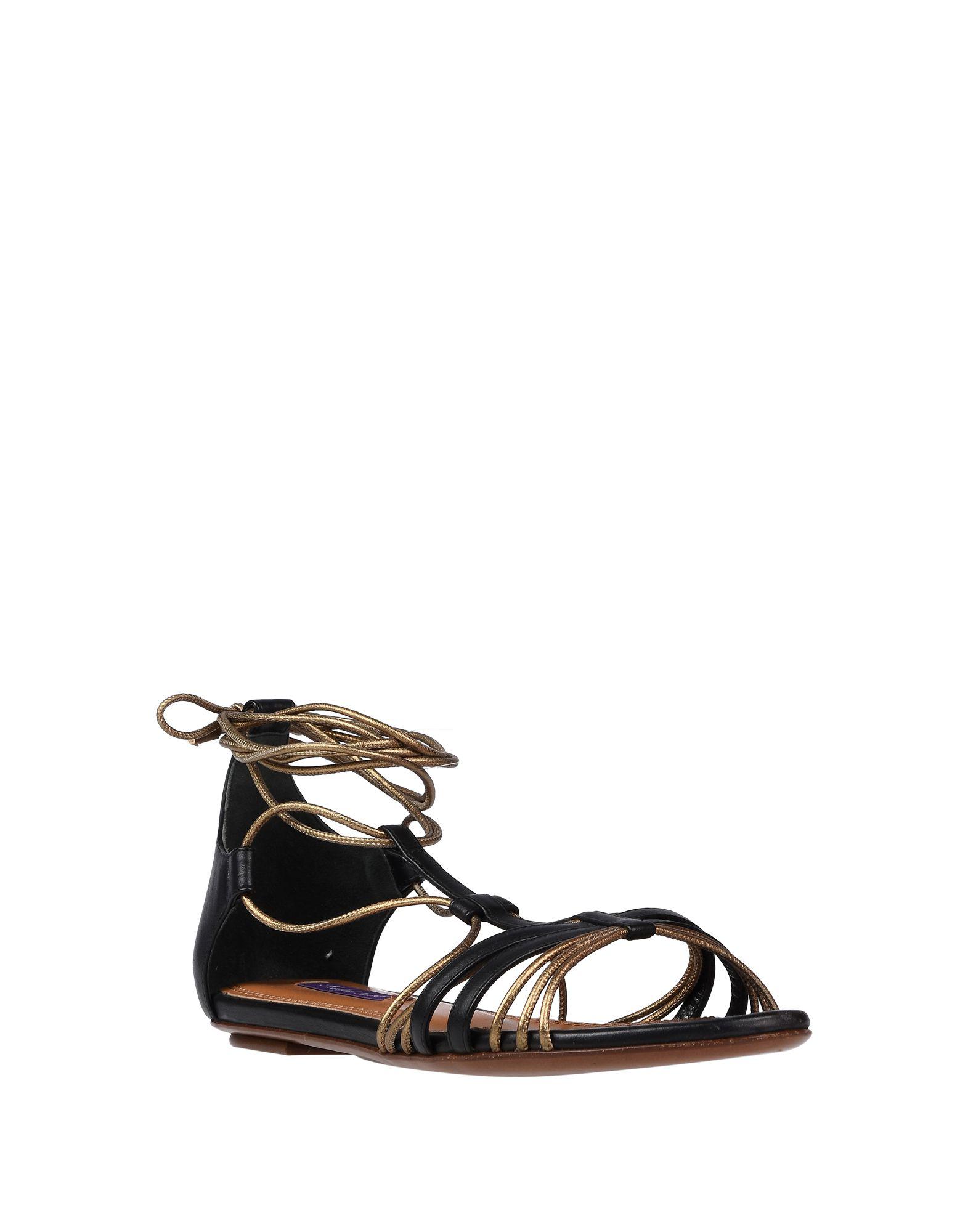 Ralph Lauren Collection Leather Sandals in Black - Lyst