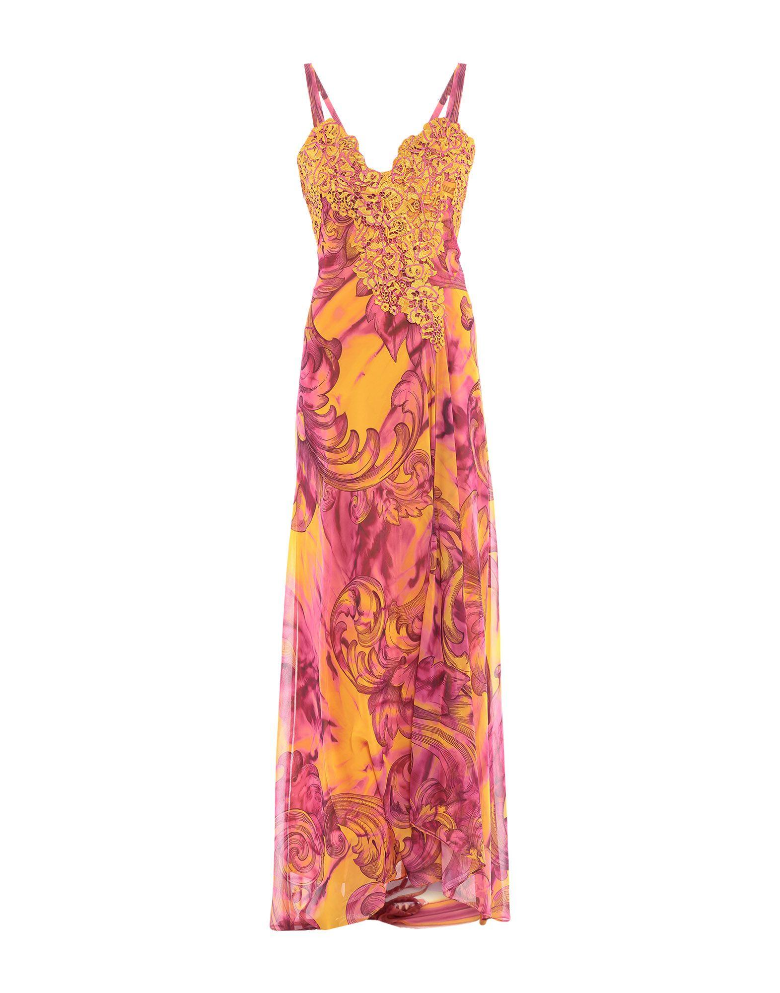 Versace Lace Long Dress in Orange - Lyst