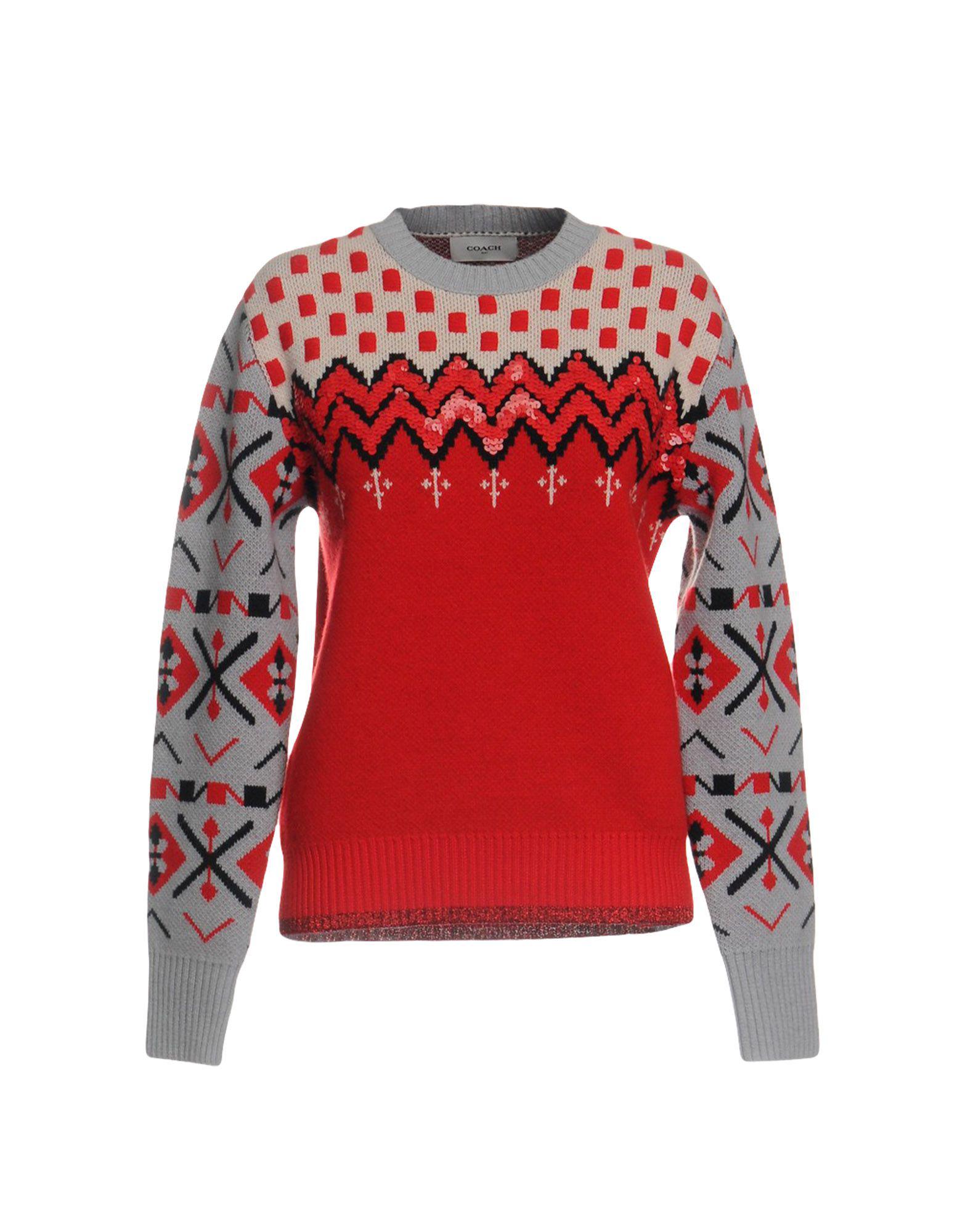COACH Wool Sweater in Red - Lyst