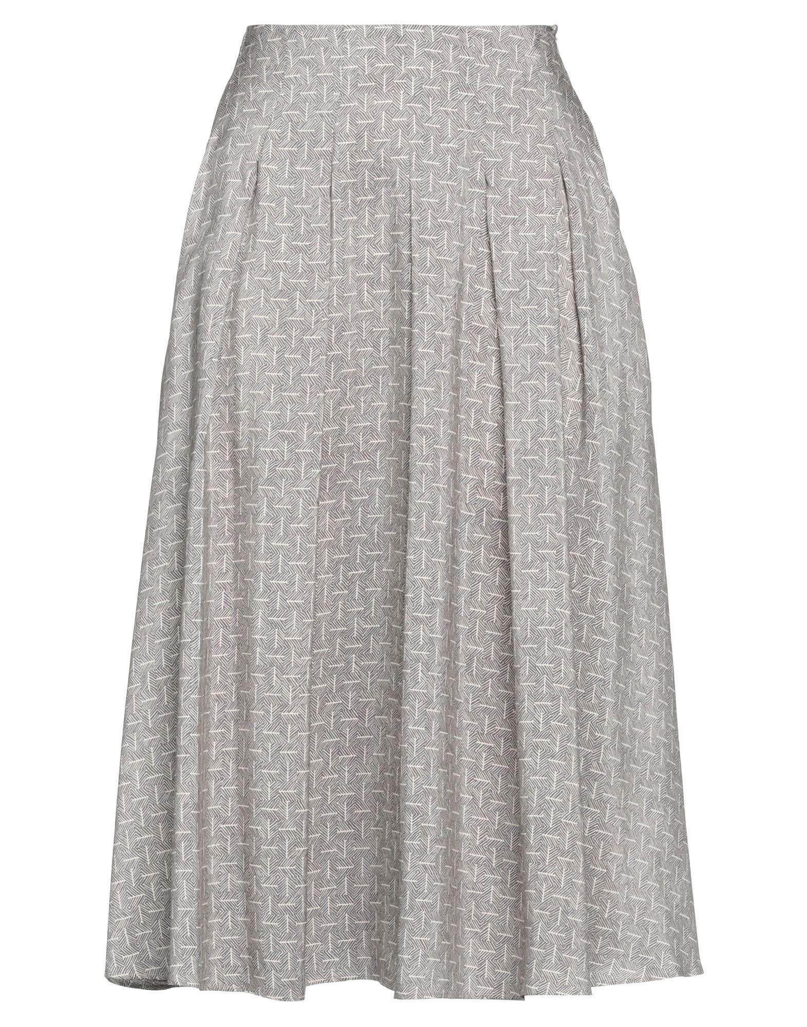 Mark Kenly Domino Tan Midi Skirt in Gray | Lyst