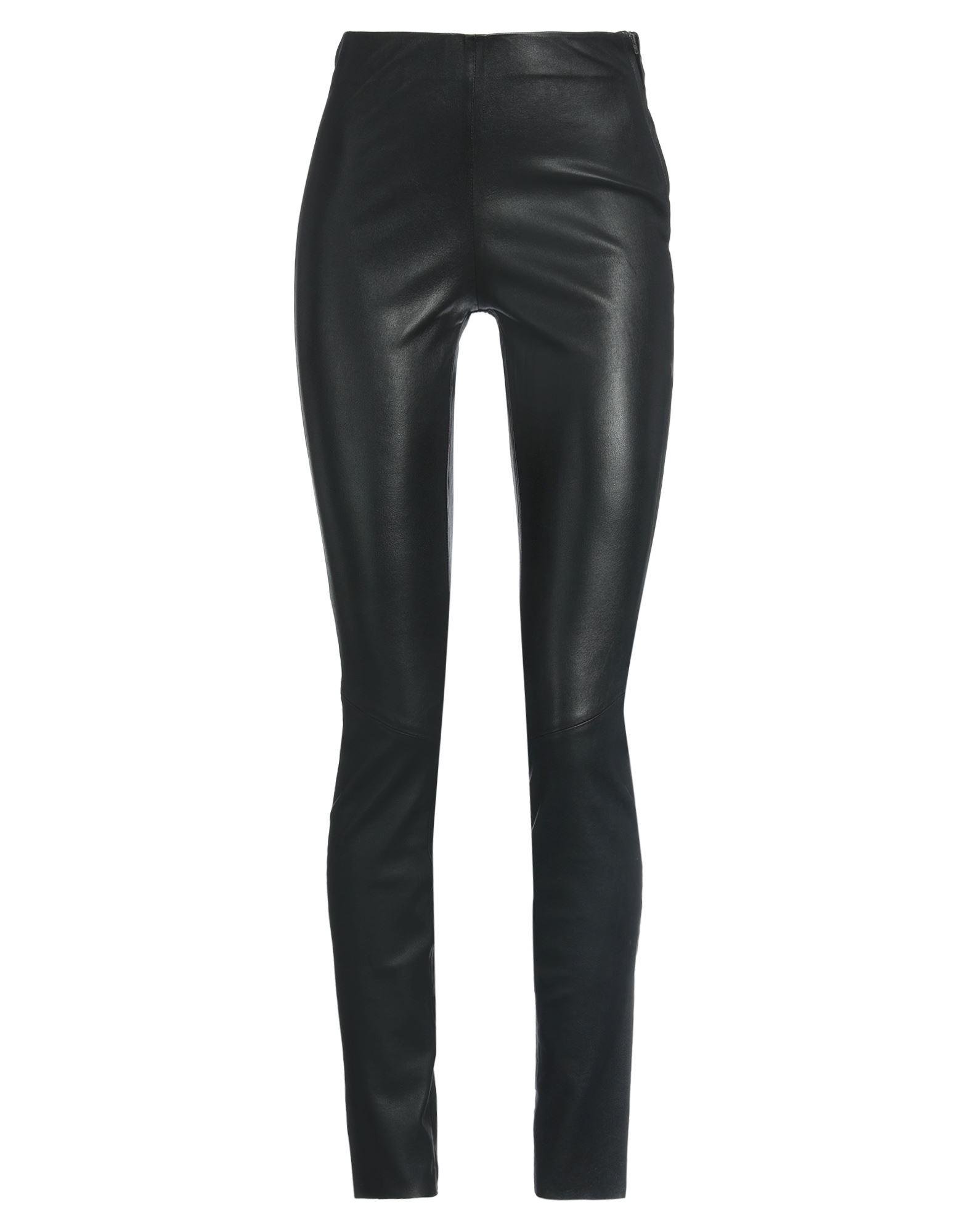 FLARED FAUX LEATHER TROUSERS, Brown