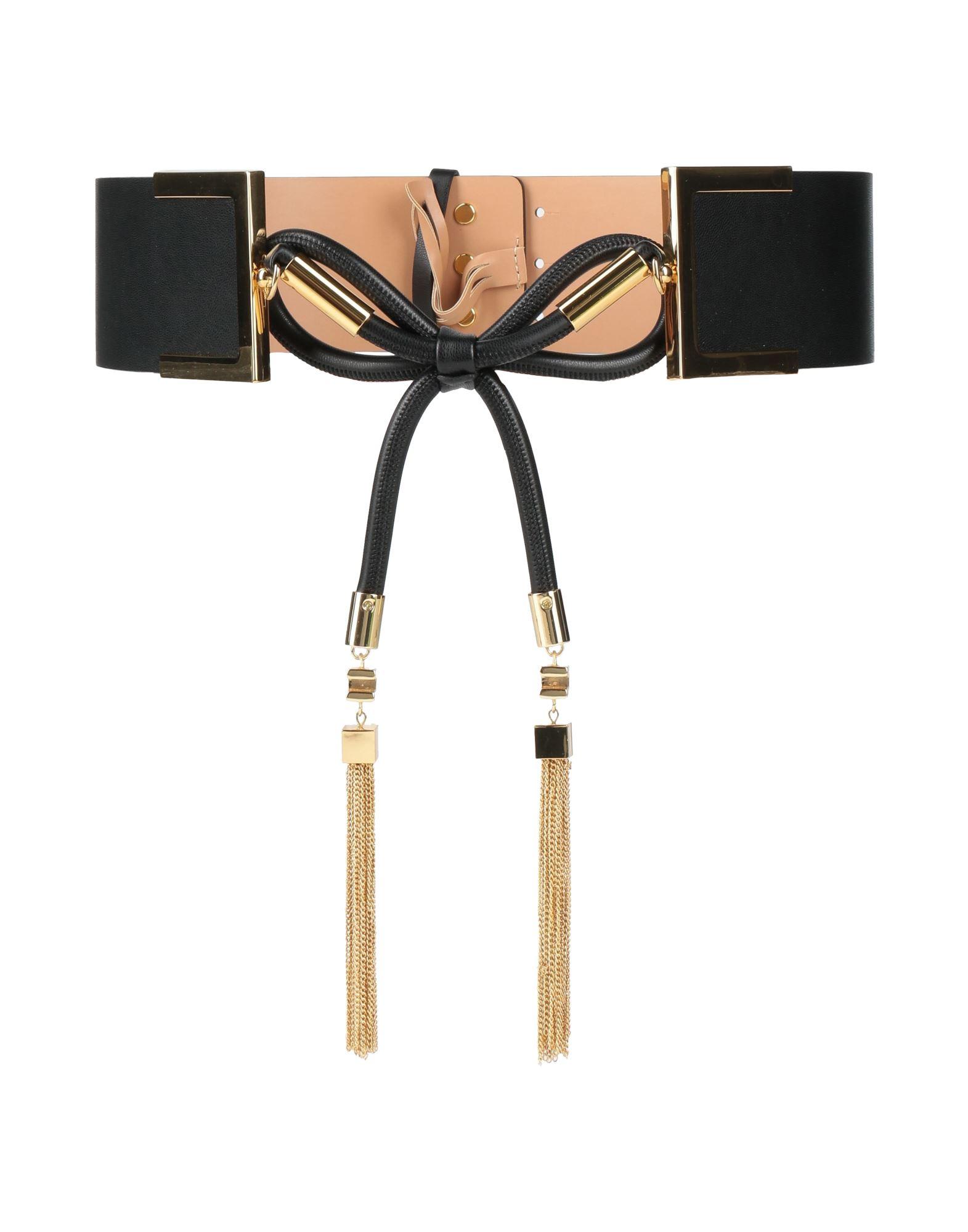 Elisabetta Franchi Italian Luxery Designer Black and Gold Double Strap Belt CT57S57E2 Elisabetta Franchi Belt With Logo Buckle main image 3