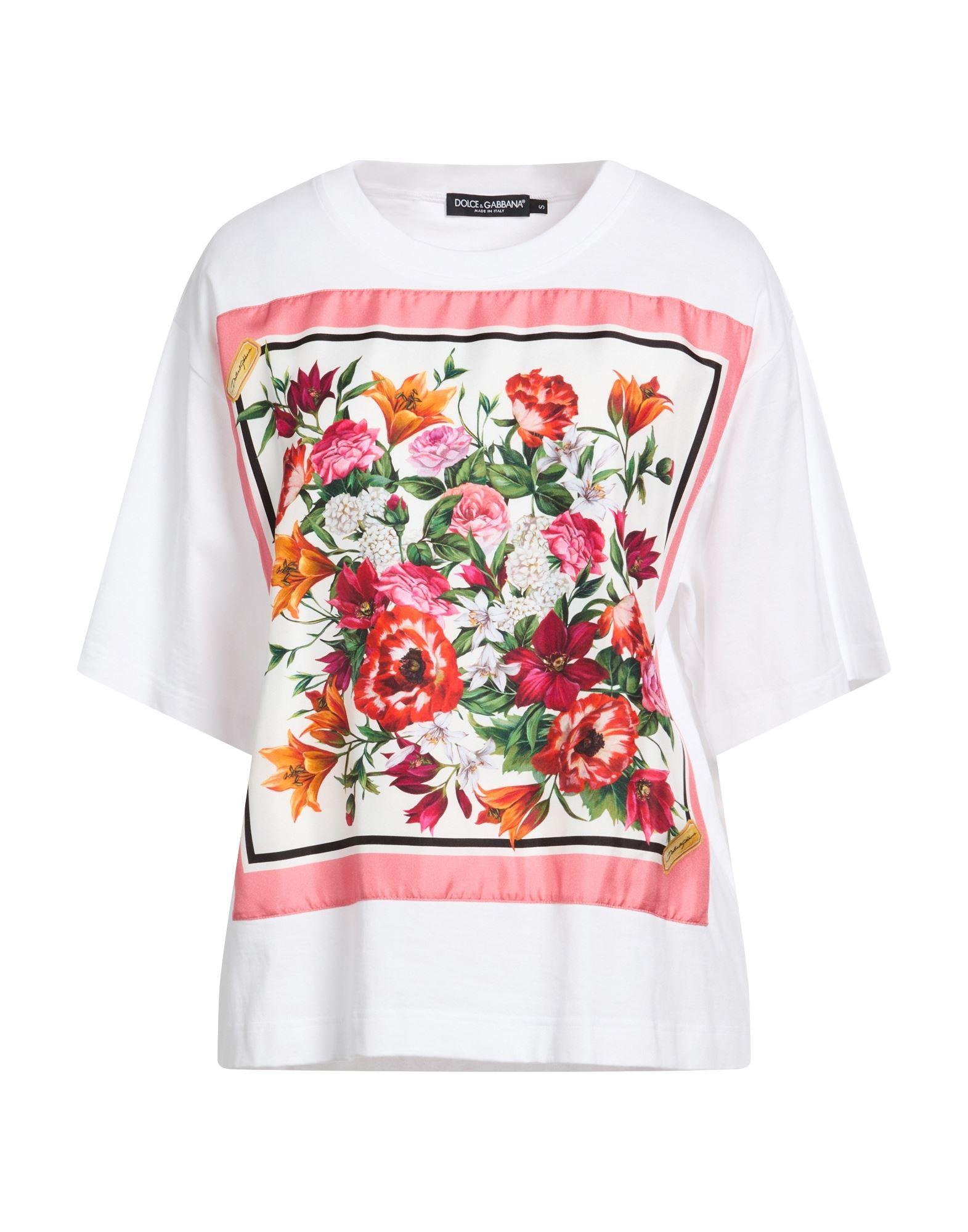 DOLCE&amp;GABBANA 気品のレース装飾白いフローラルガーデンカットソー DOLCE&GABBANA 気品のレース装飾白いフローラルガーデンカットソー
