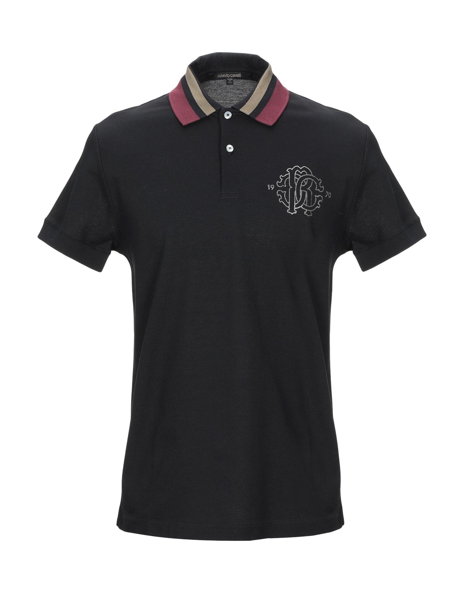Roberto Cavalli Cotton Polo Shirt in Black for Men - Lyst