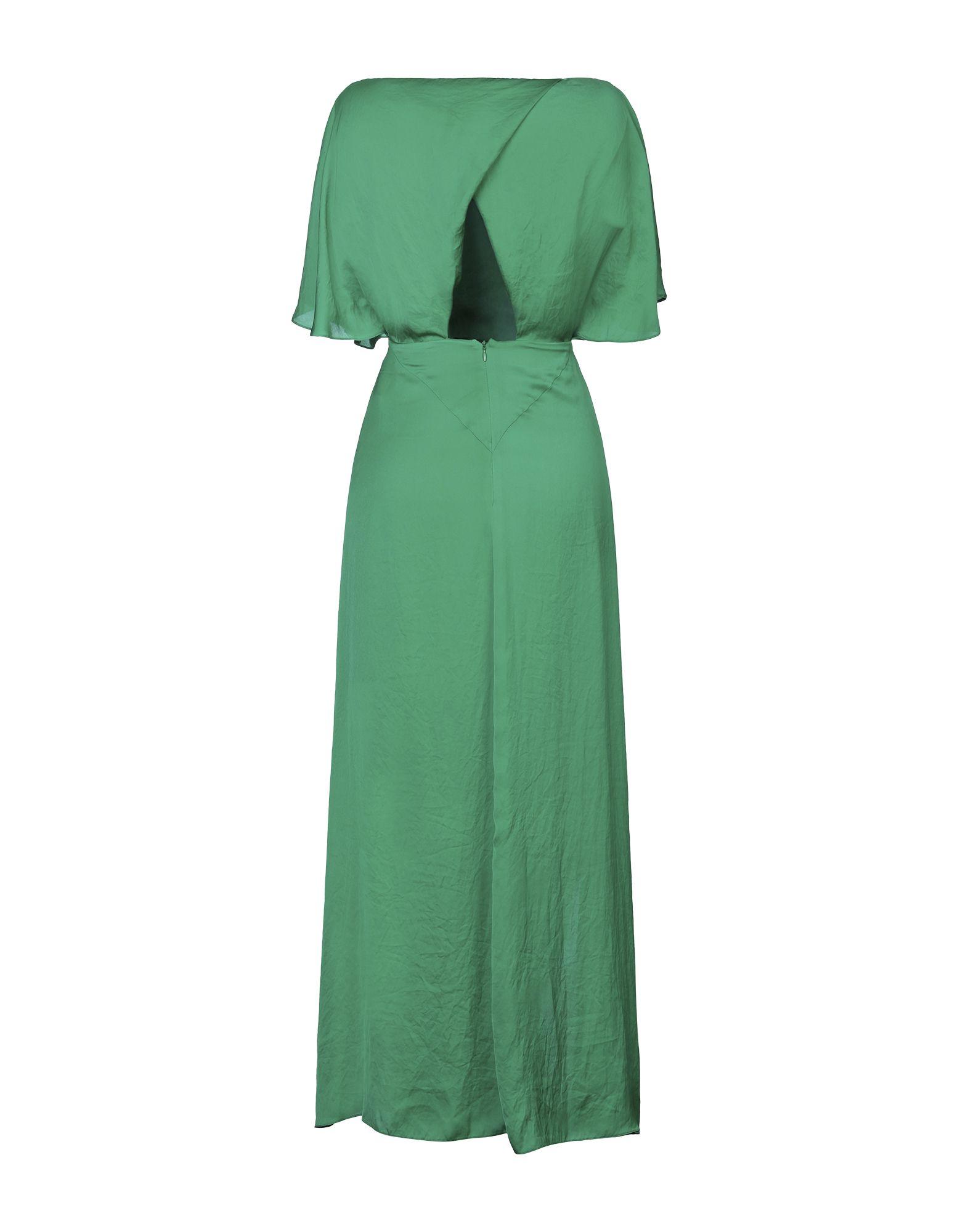 Maje Satin Long Dress in Green - Lyst