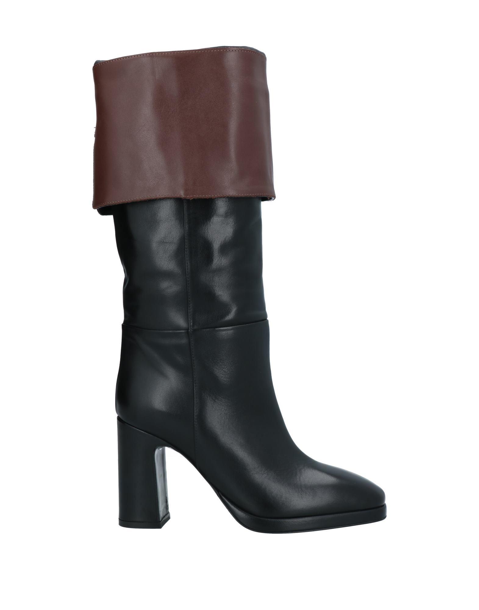 Pinko Leather Knee Boots in Black | Lyst