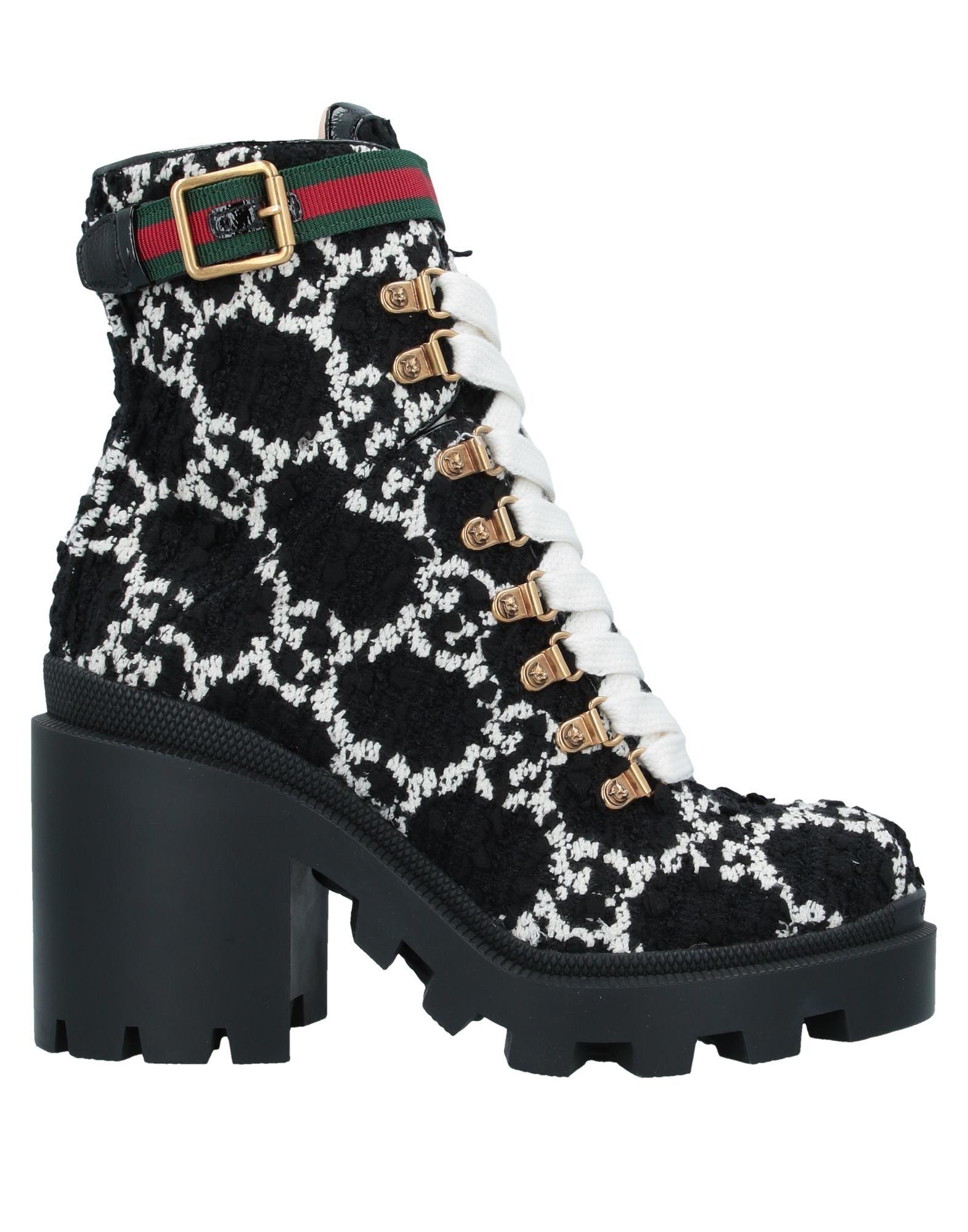 Gucci GG Tweed Ankle Boots in Black 