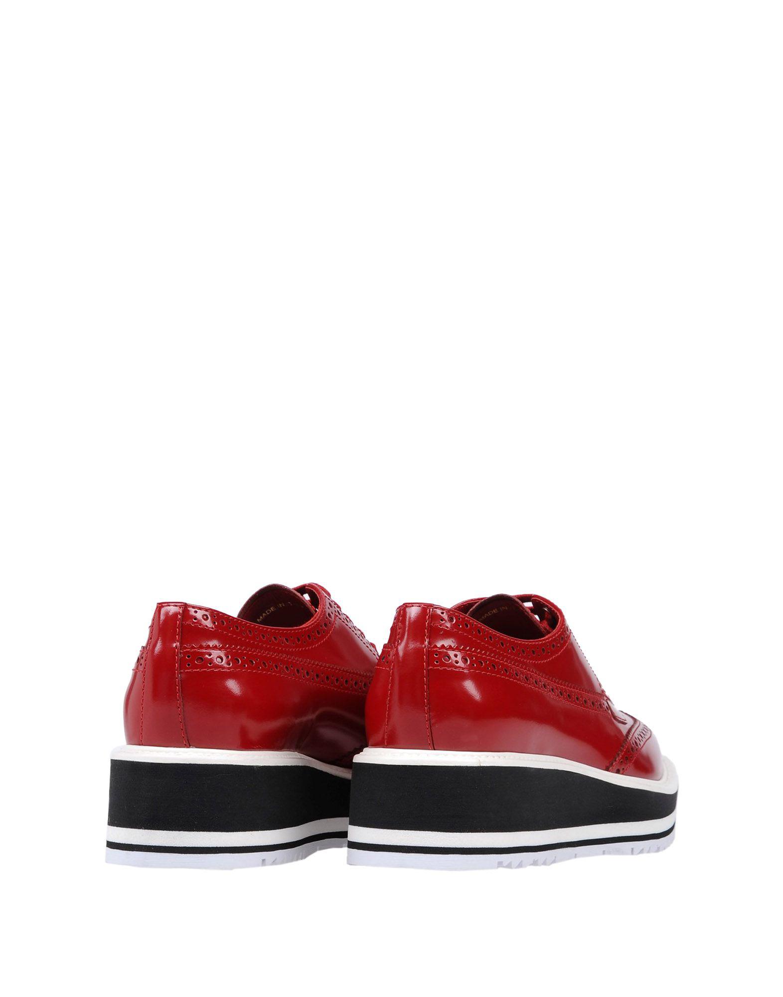 Prada Leather Lace-up Shoe in Red - Lyst