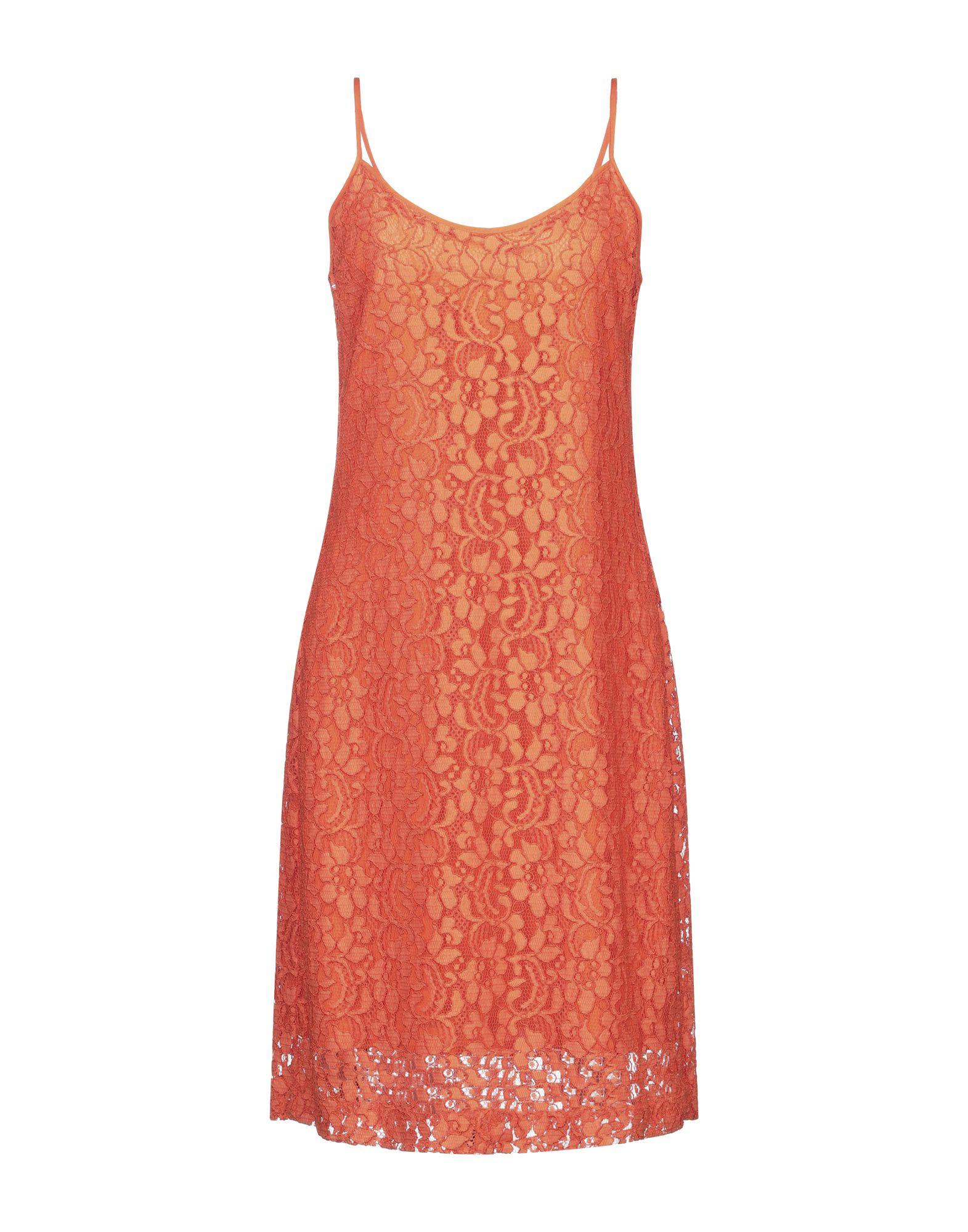 MSGM Lace Knee-length Dress in Orange - Lyst